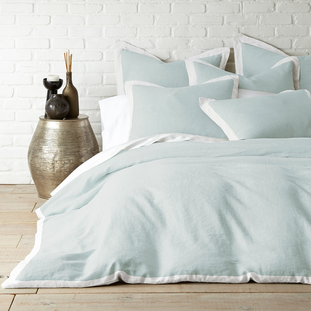 Levtex Home Washed Linen Spa with White Flange Duvet Duvets