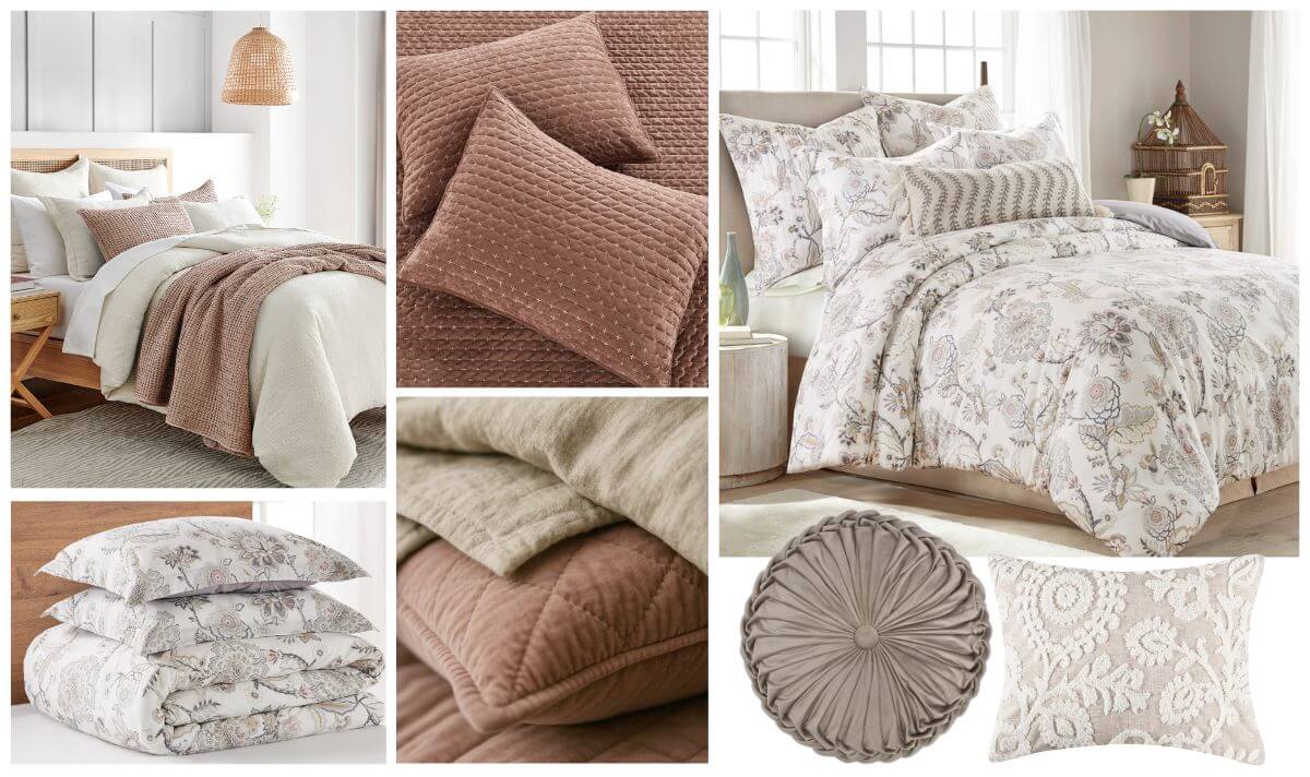How to stage a bed with the Levtex Home Ophelia Comforter Set styled with coordinating Levtex Home bedding and decor