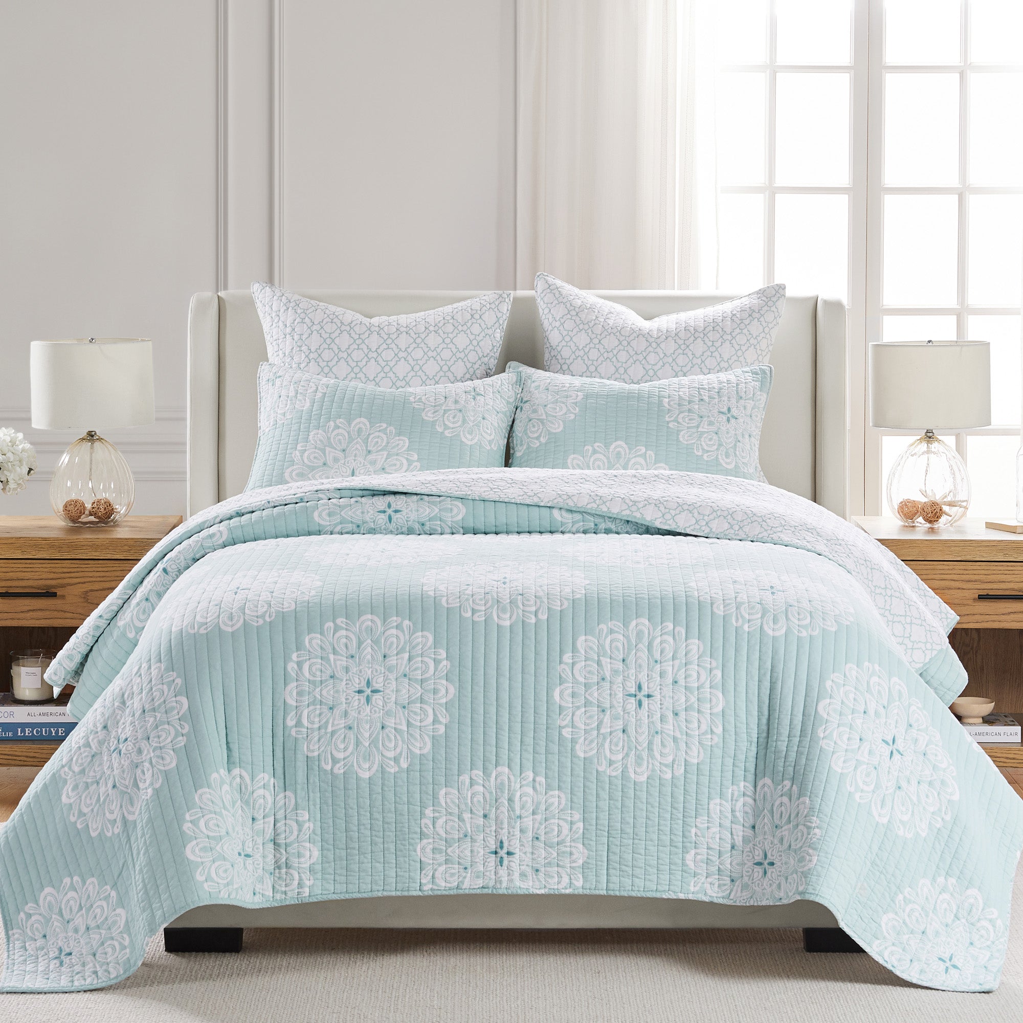 Levtex Home Lara Spa 3-Piece Quilt Set in Teal outlet / Size: Full/ Queen $139.99