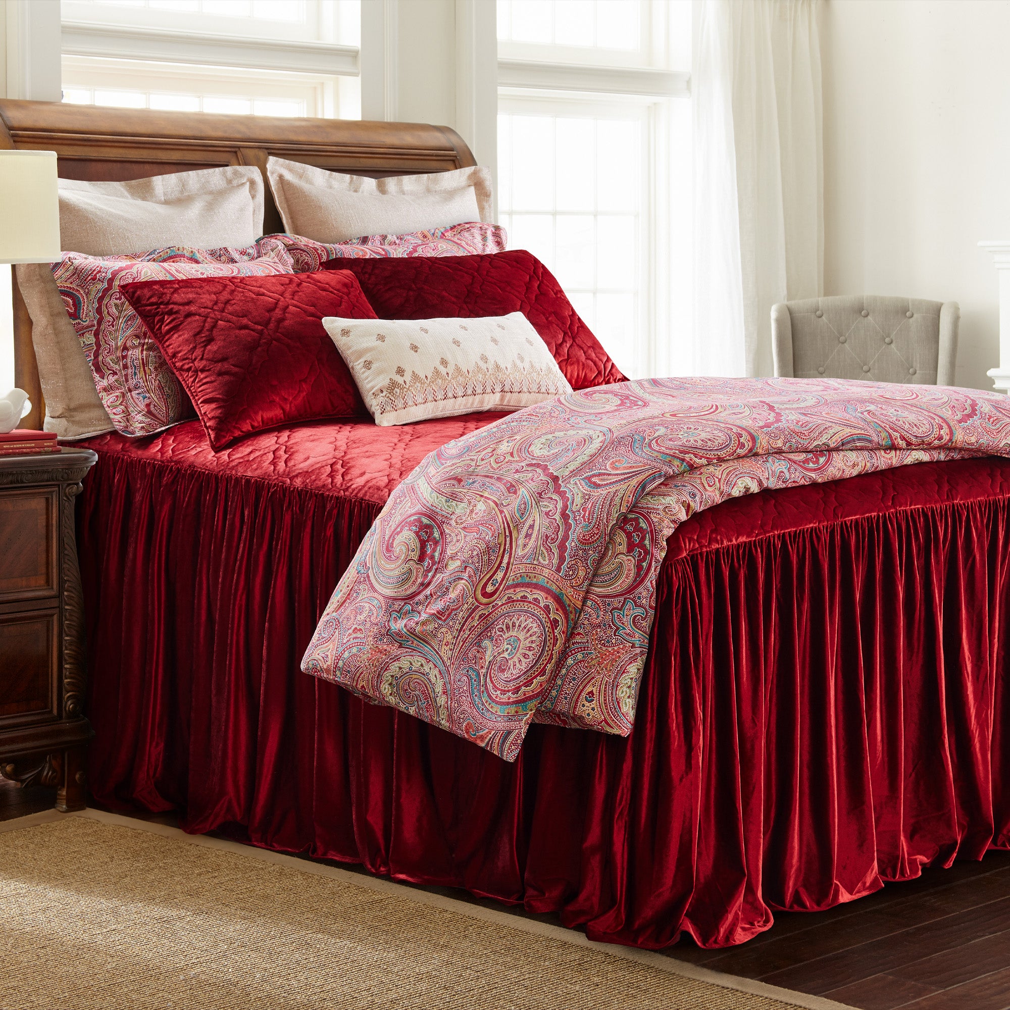 Caserta Velvet Red Bedspread