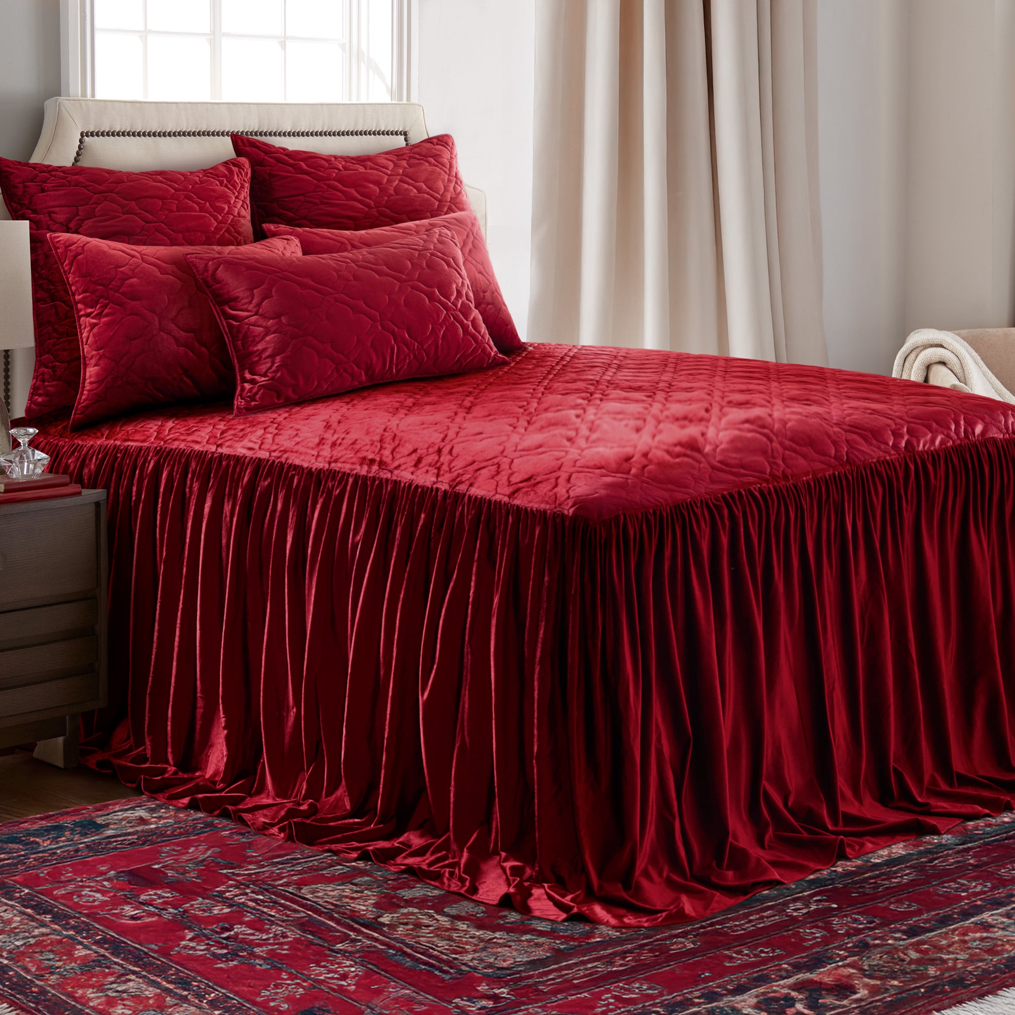 Levtex Home Caserta Velvet Red Bedspread - Polyester
