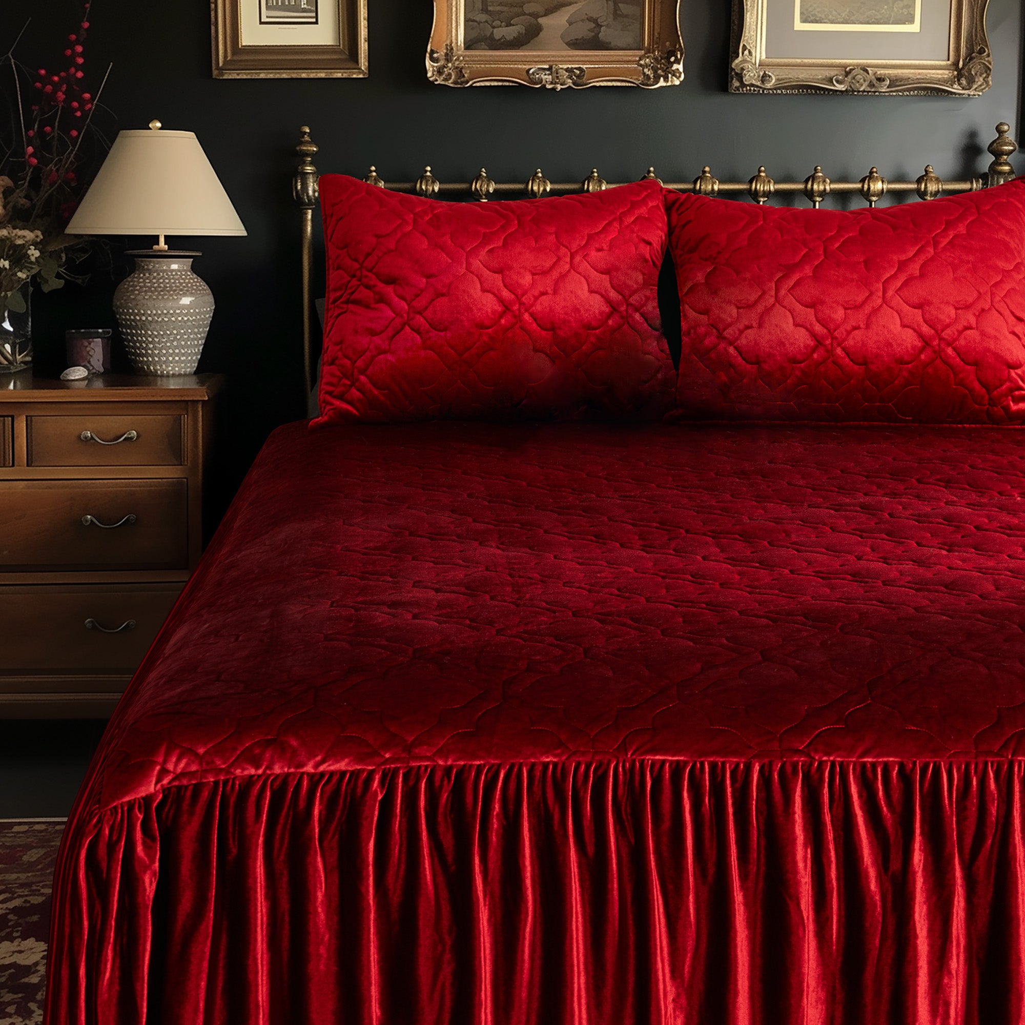 Caserta Velvet Red Bedspread