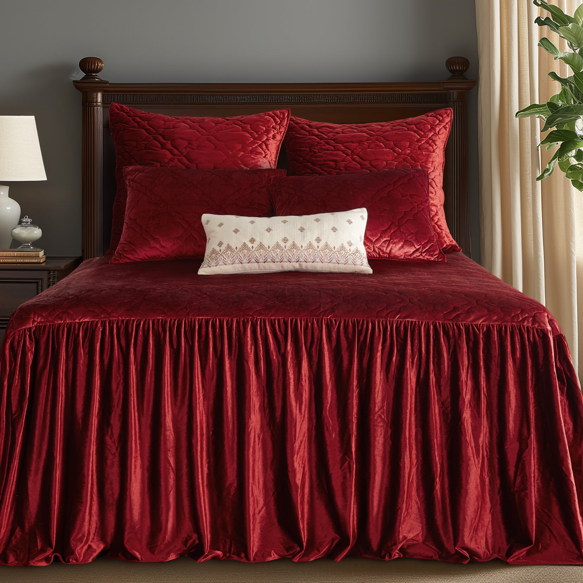 Levtex Home Caserta Velvet Red Bedspread - Polyester