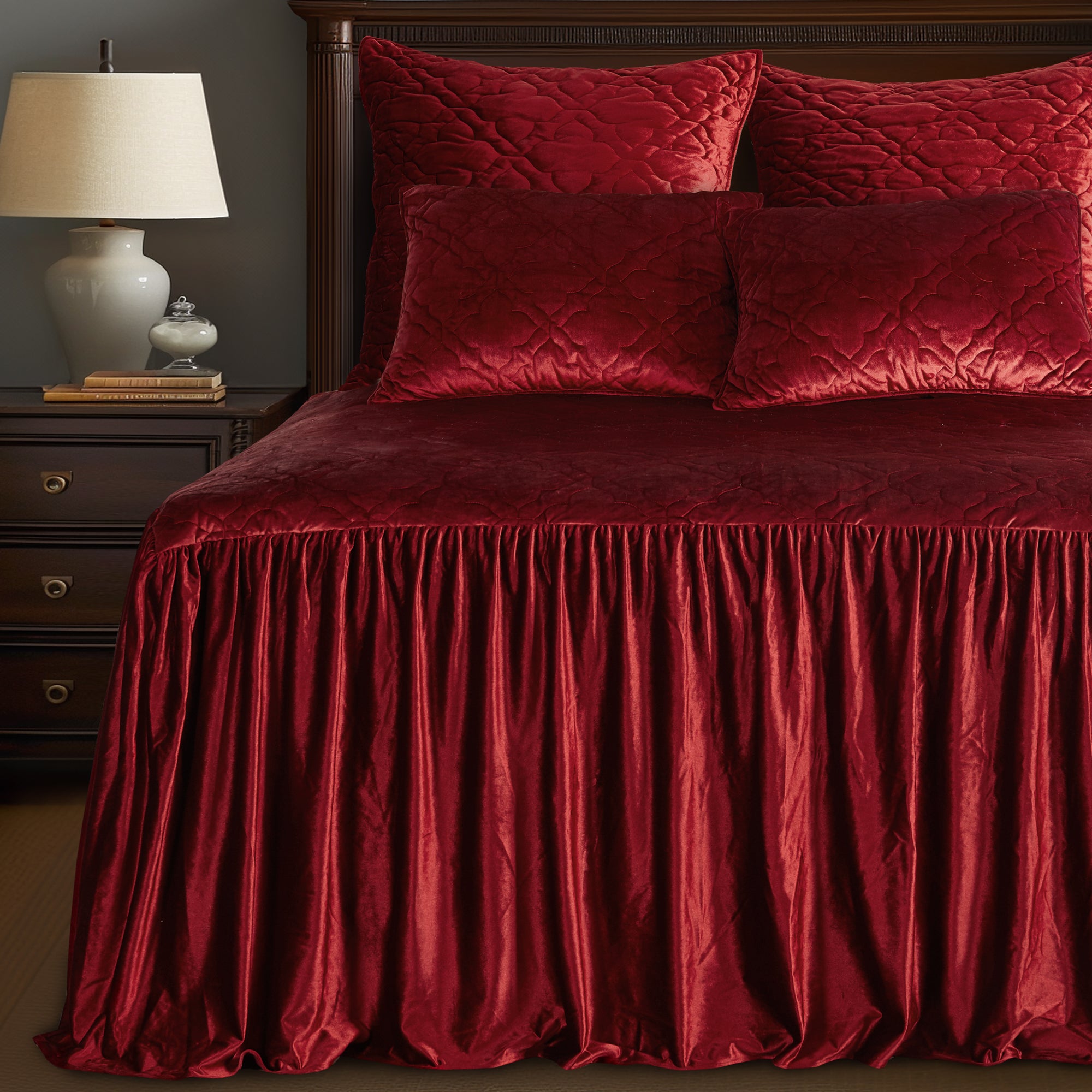 Caserta Velvet Red Bedspread