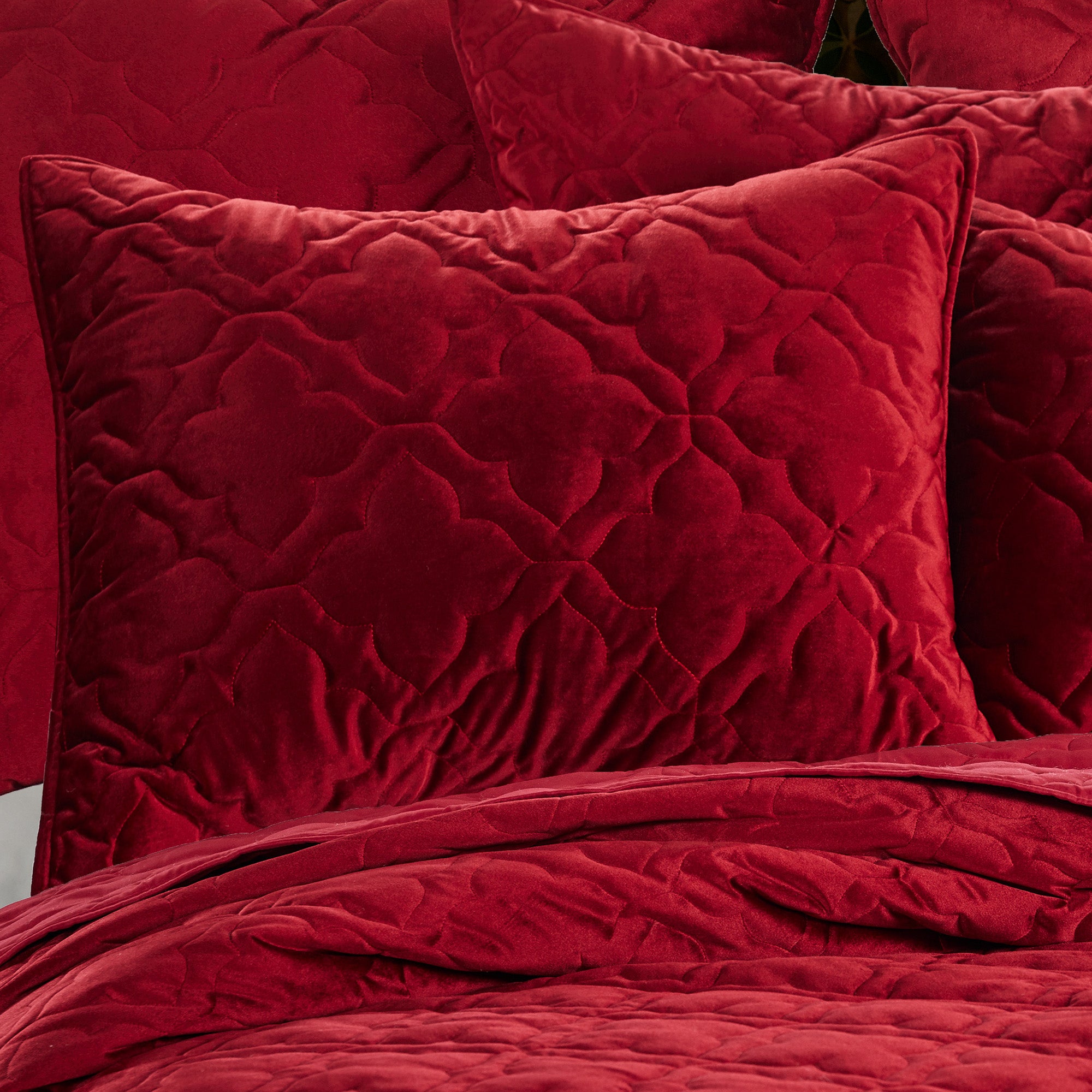 BH Caserta Velvet Red King Sham