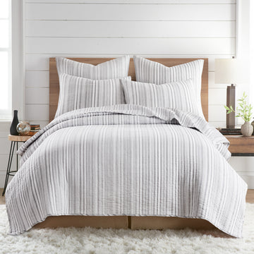 UNBIND QUILT SWITCH SWEAT グレー　M Levtex Home Bondi Stripe Grey Quilt Set - Cotton