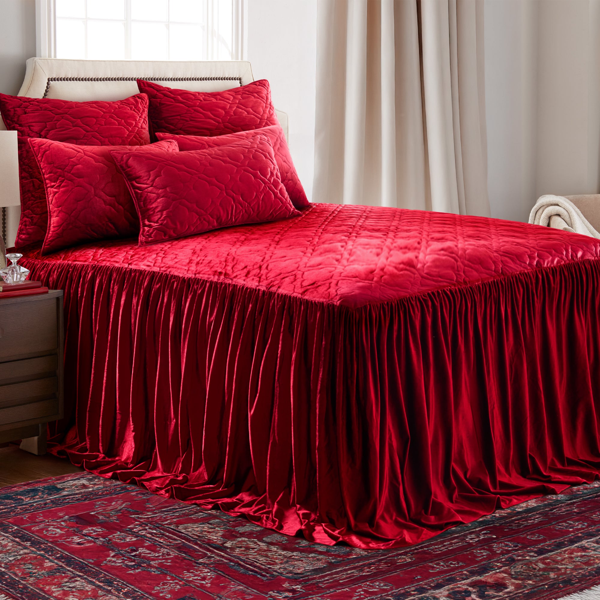 Caserta Velvet Red Bedspread