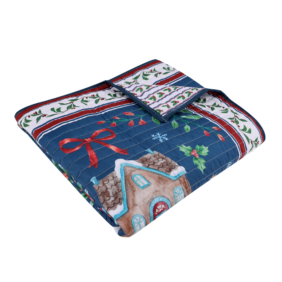 Christmas Cottage Quilted Throw