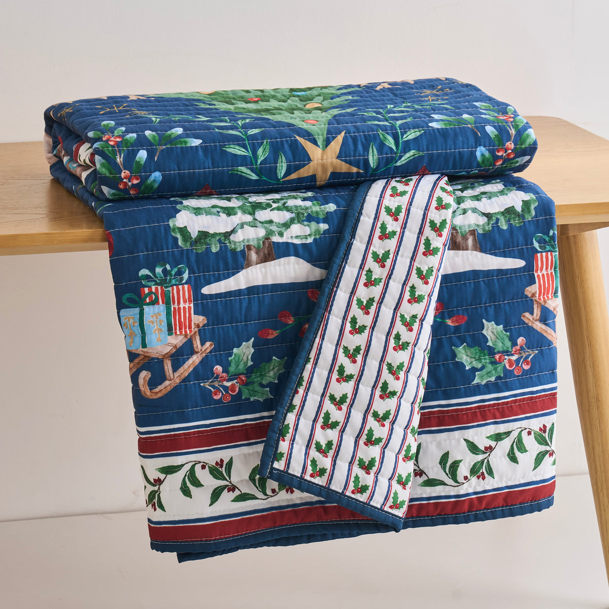 Christmas Cottage Quilted Throw