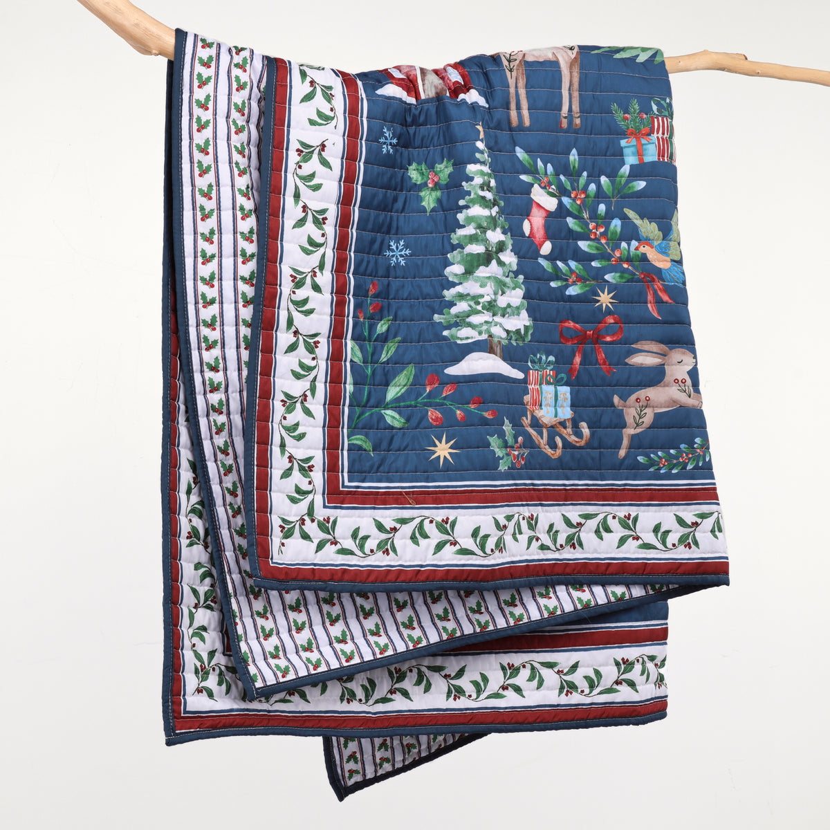 Christmas Cottage Quilted Throw