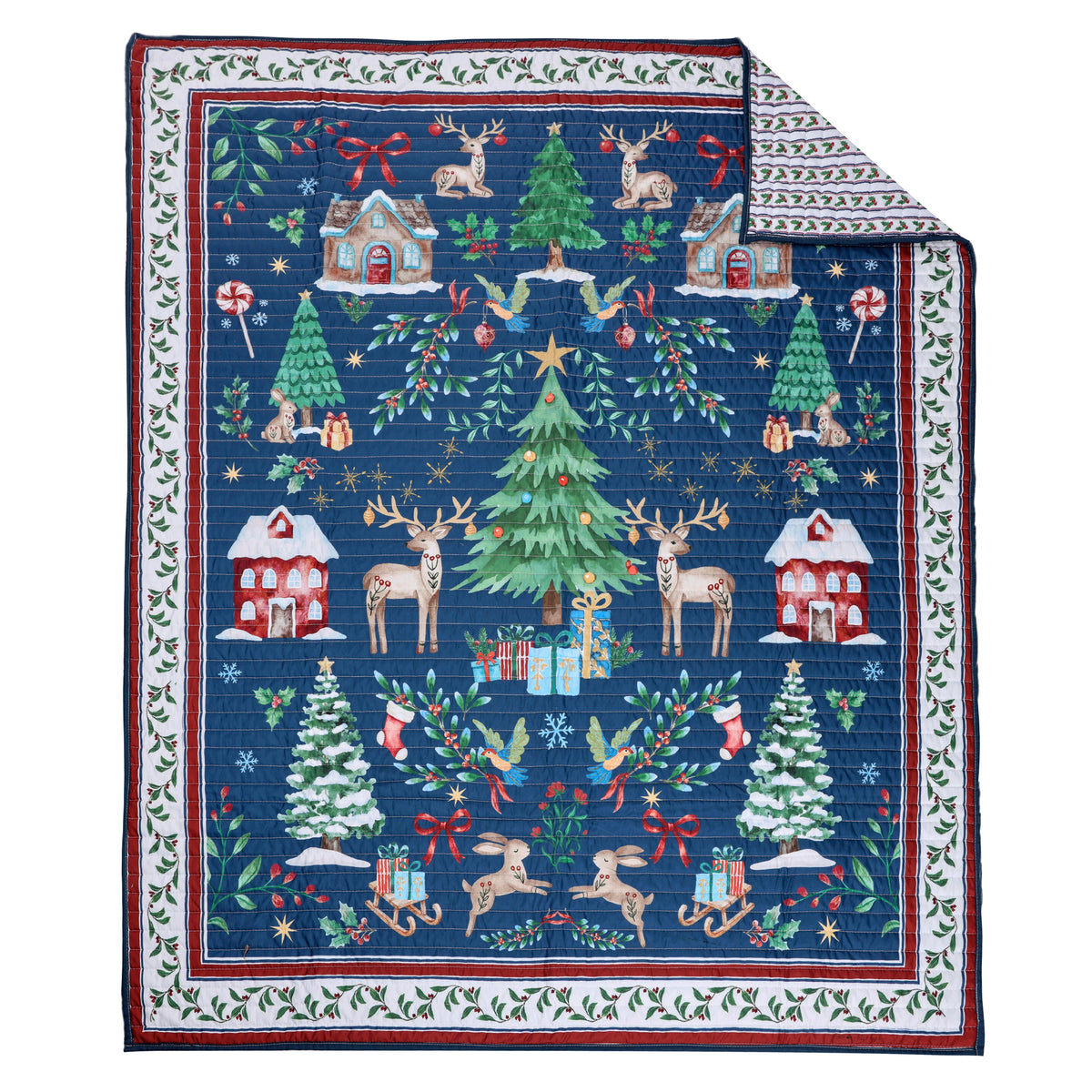 Christmas Cottage Quilted Throw
