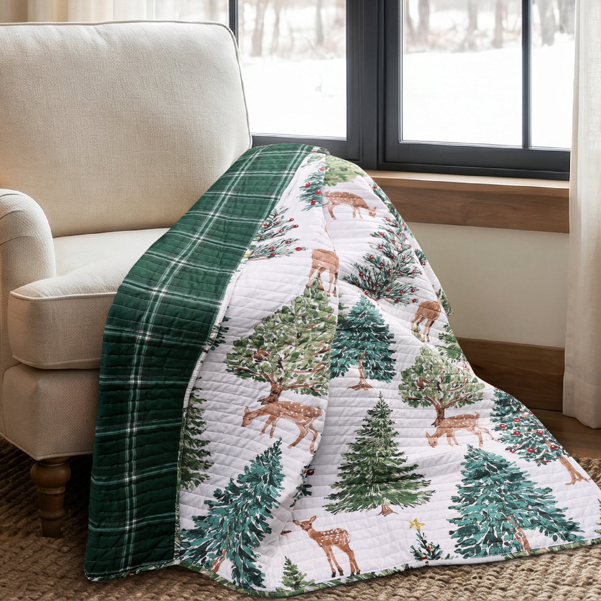 Christmas Grove Quilted Throw