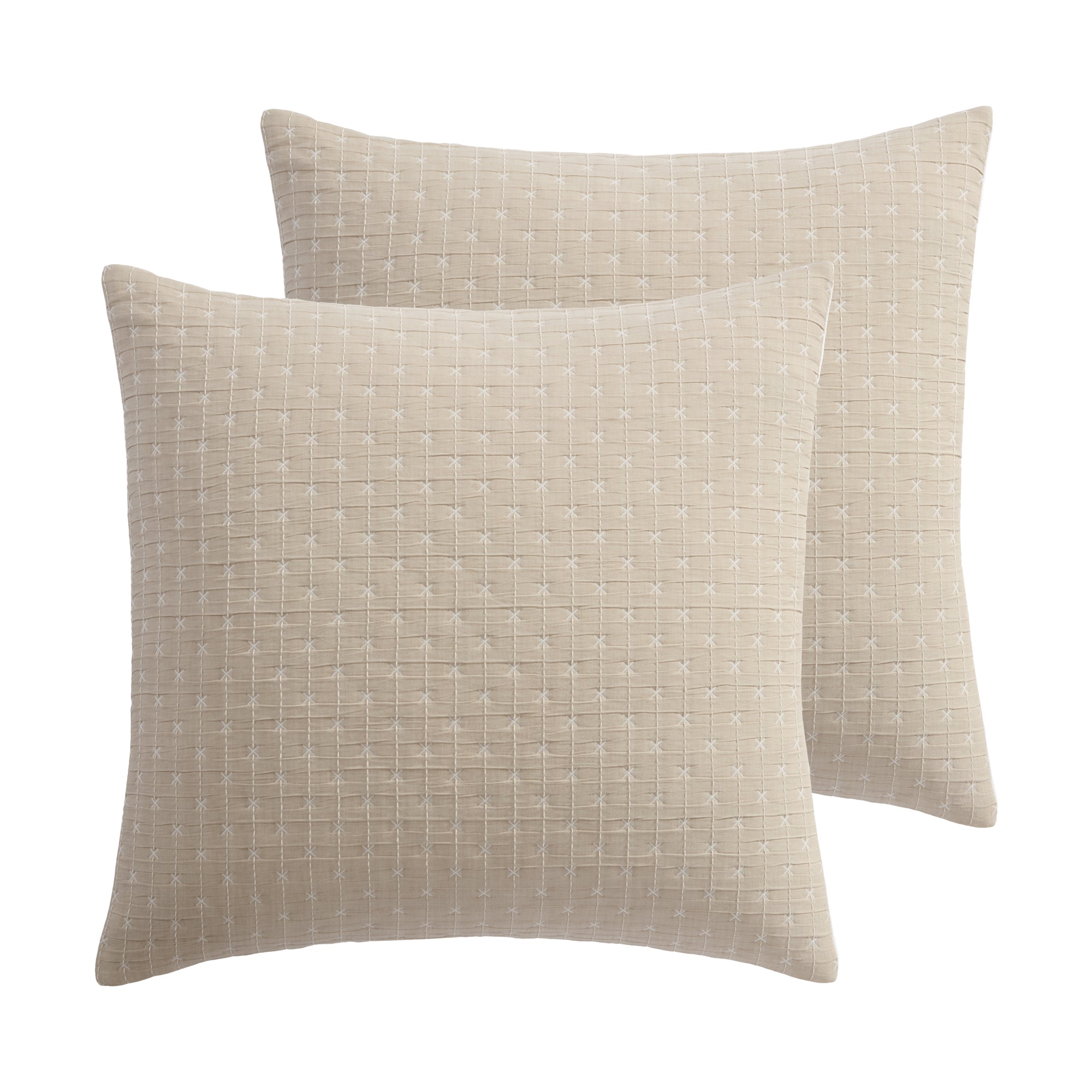 Cross Stitch Taupe Euro Sham Set of 2