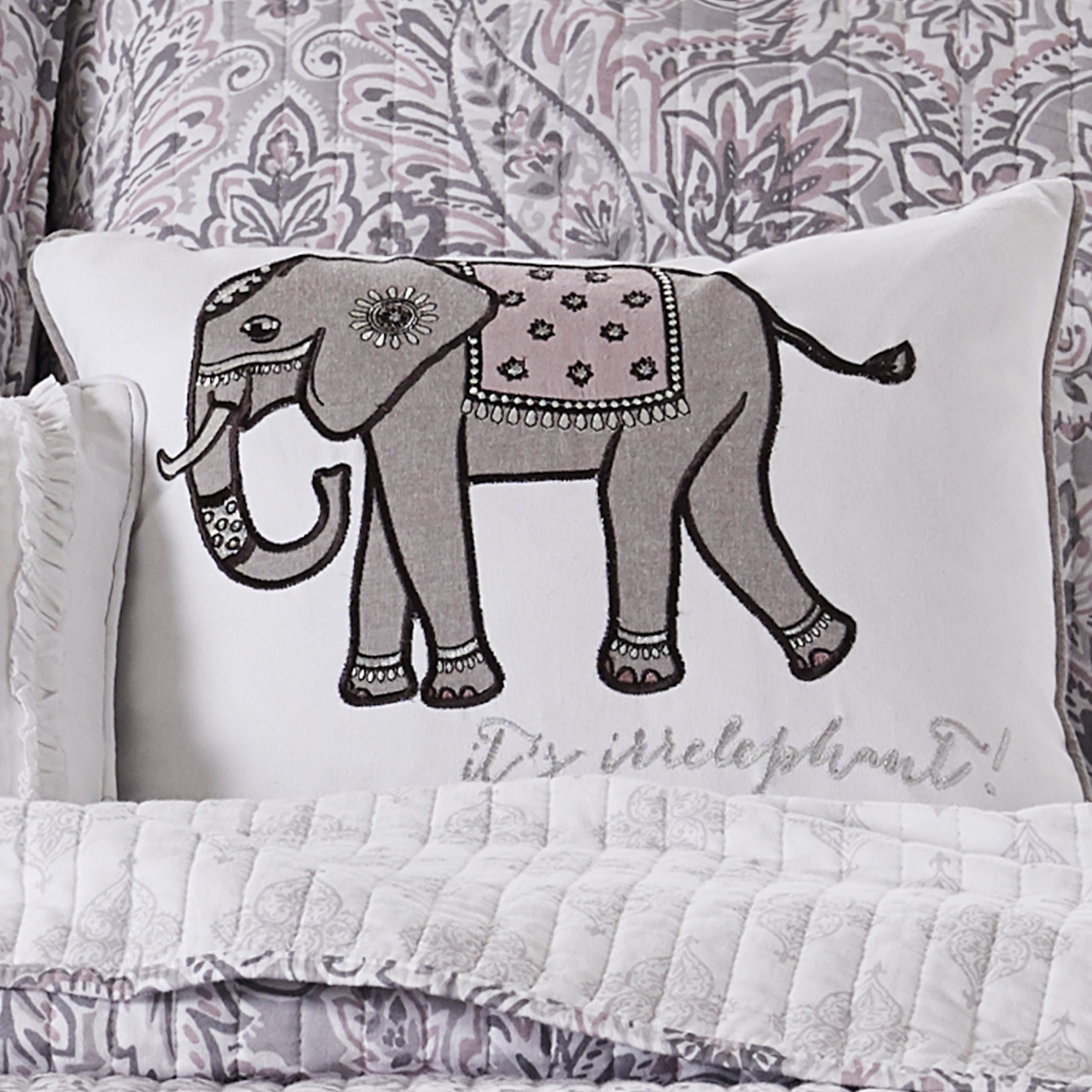 Rachelle Elephant Emb Pillow