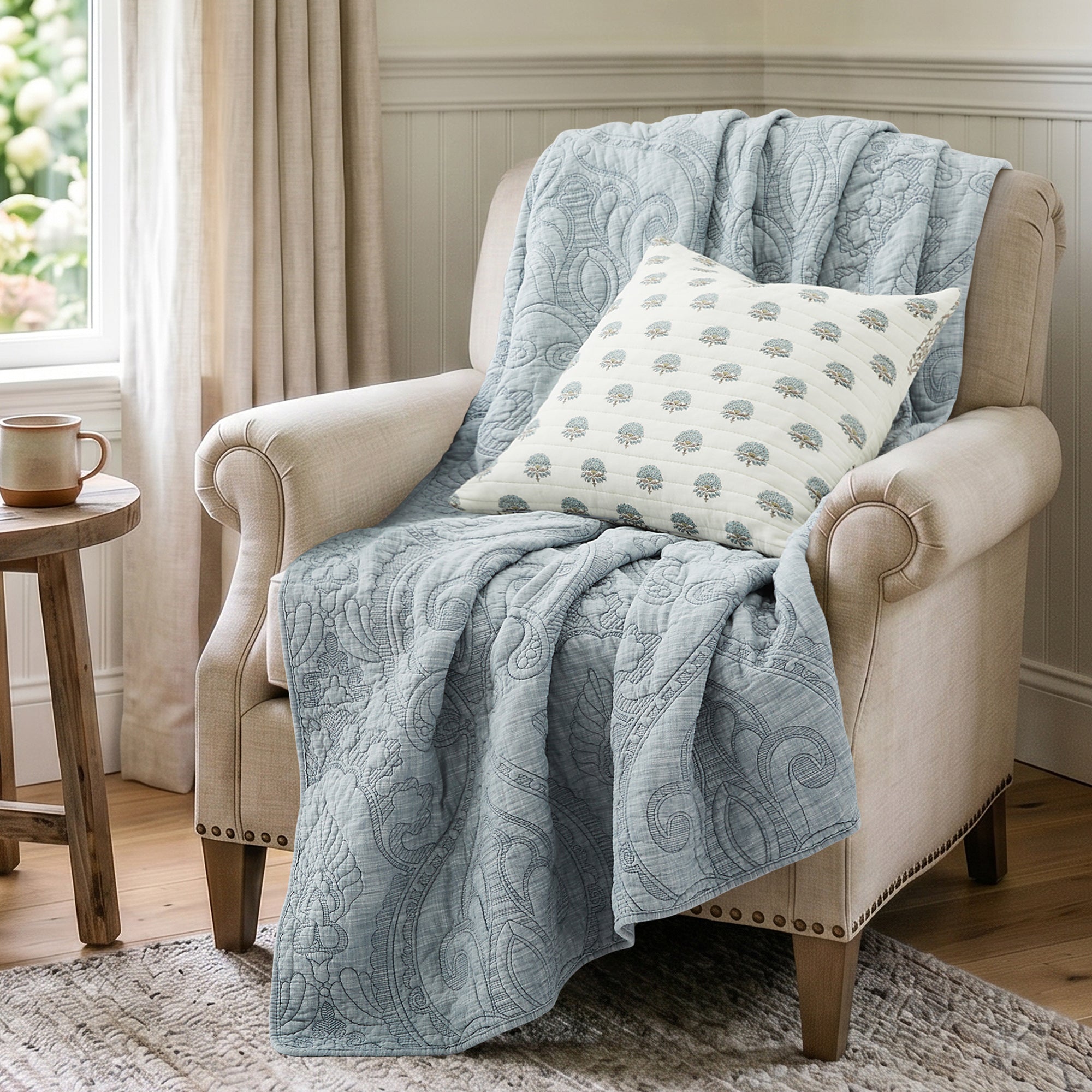 Helena Sage Quilted Throw