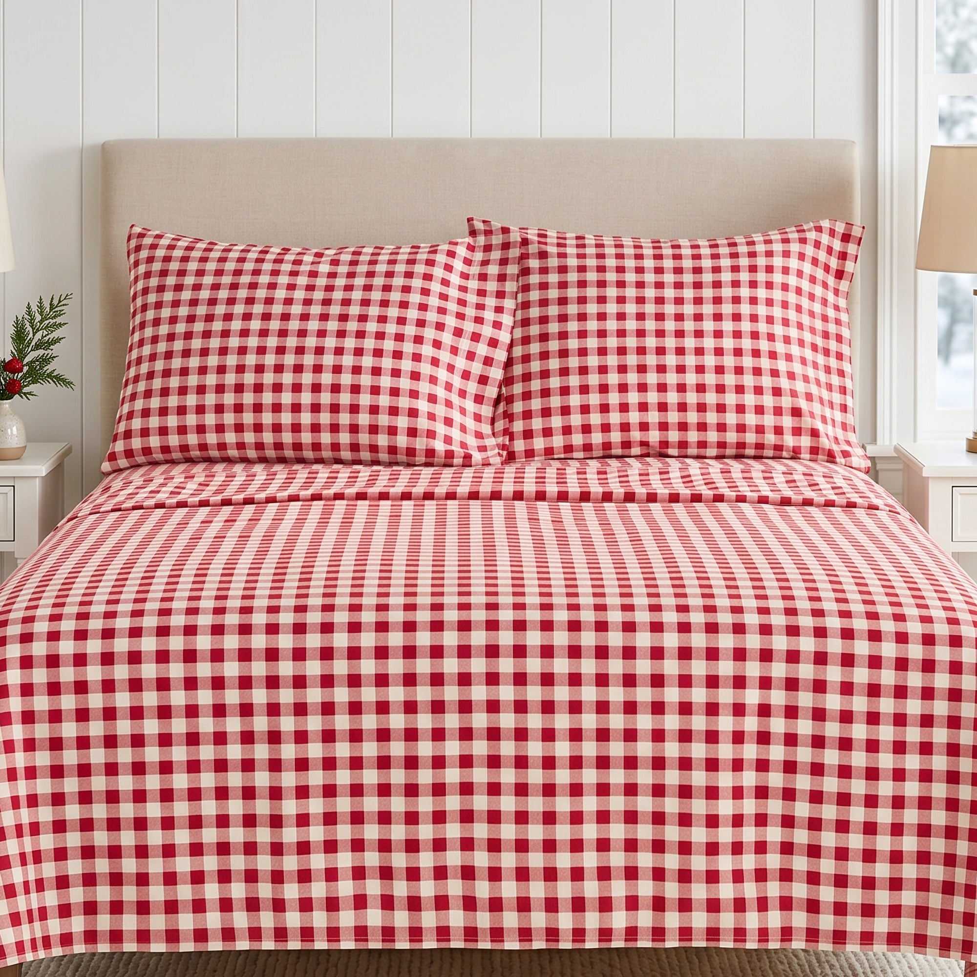 Home For Christmas Sheet Set - Red Gingham