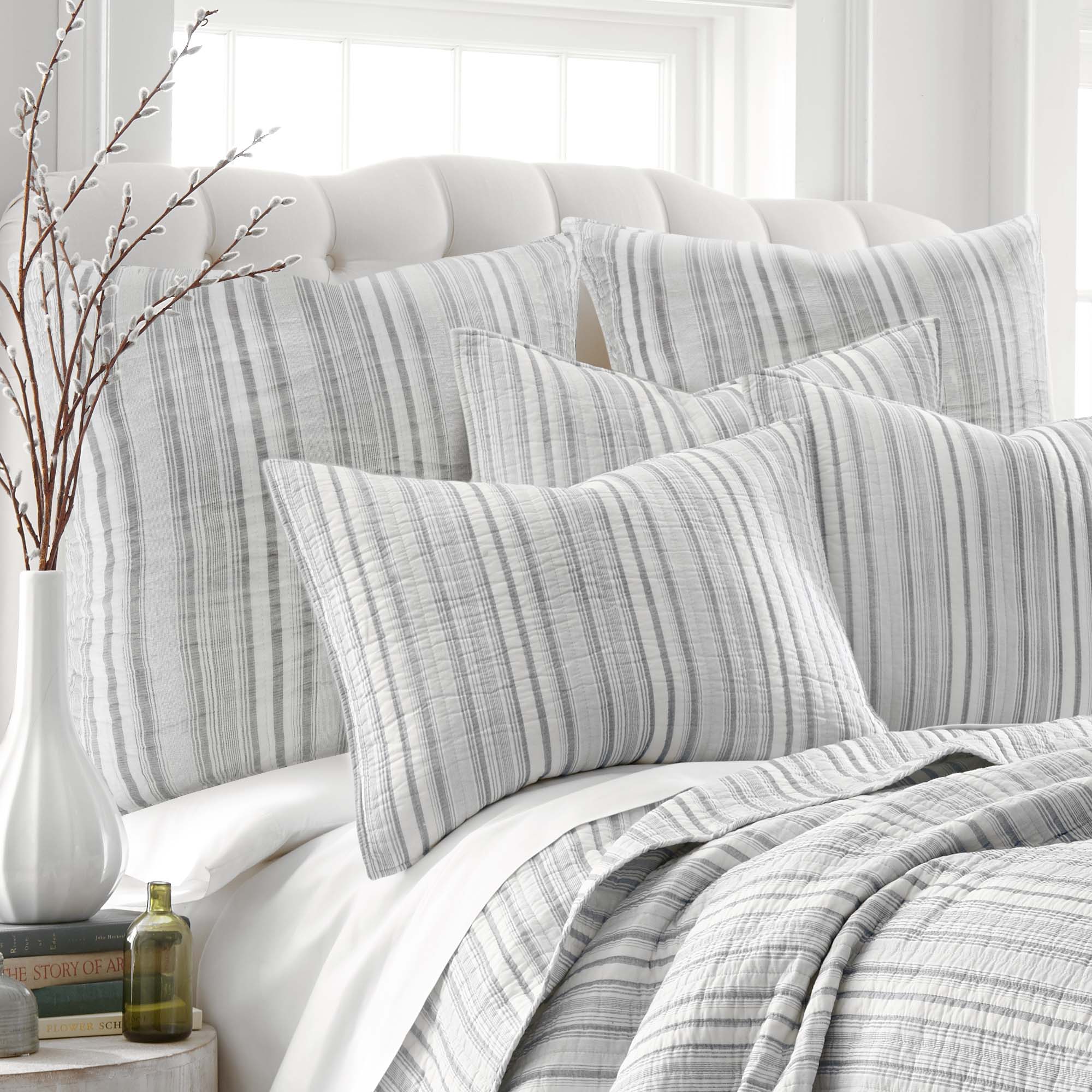 Bondi Stripe Grey Euro Sham Set of 2