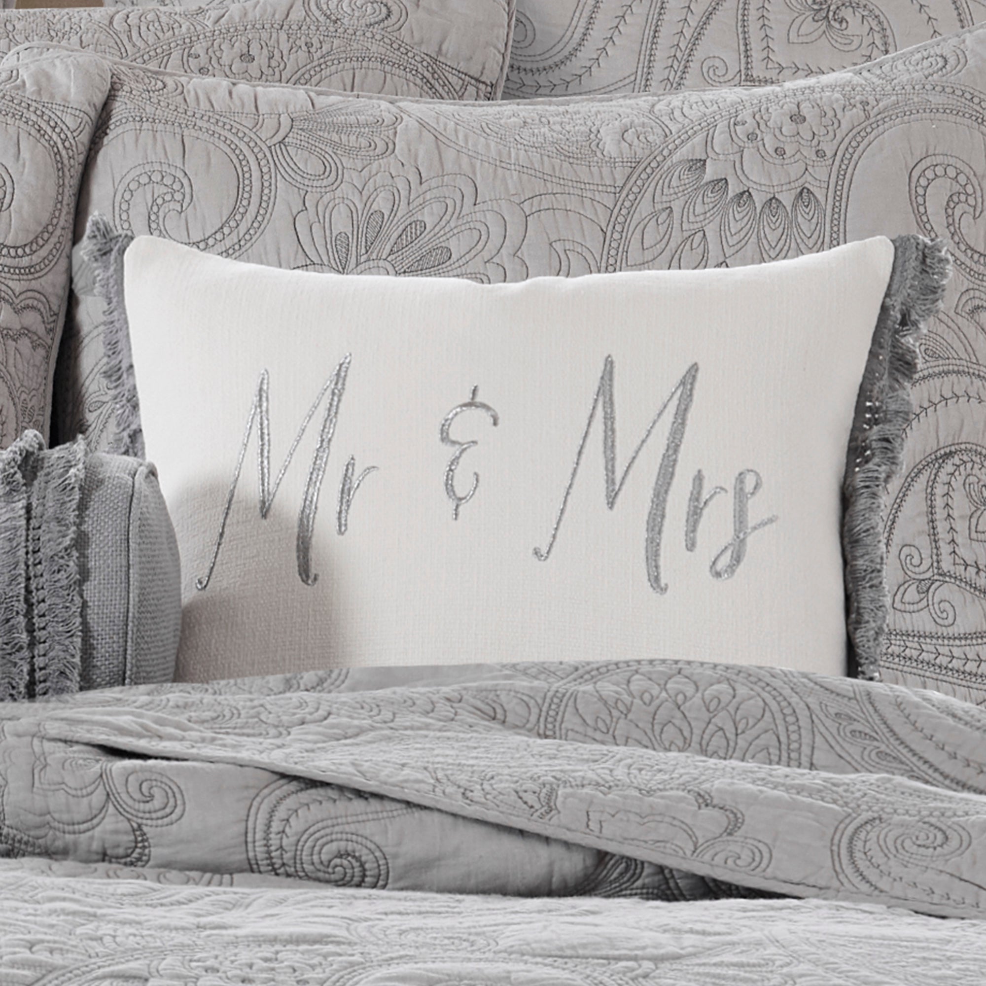 Perla Grey Mr & Mrs Pillow