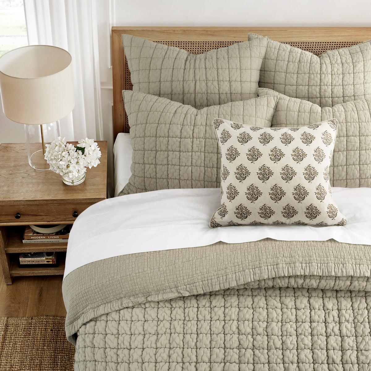 Cross Stitch floral medallion Taupe Pillow 18x18