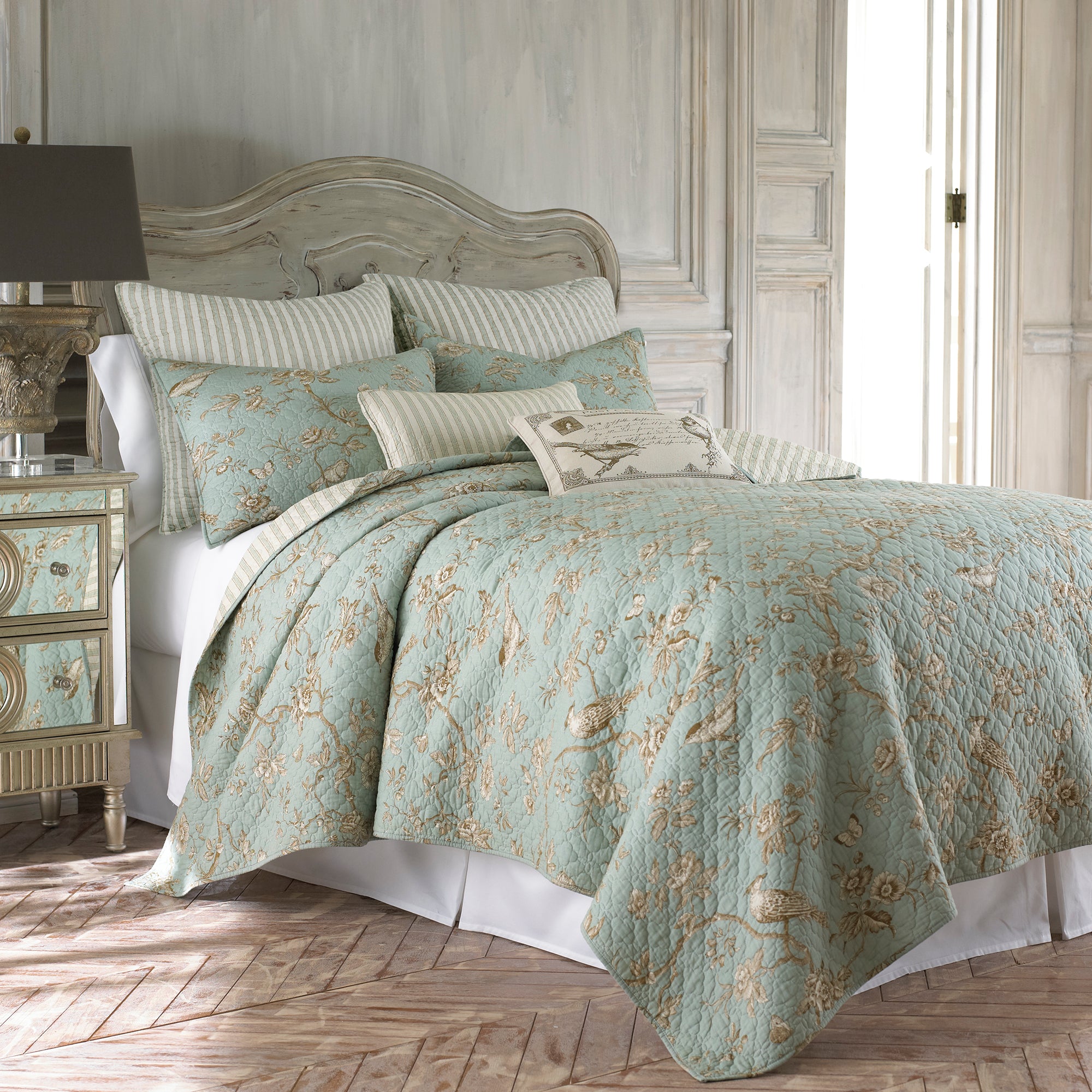 Lyon Teal Euro Sham Set of 2