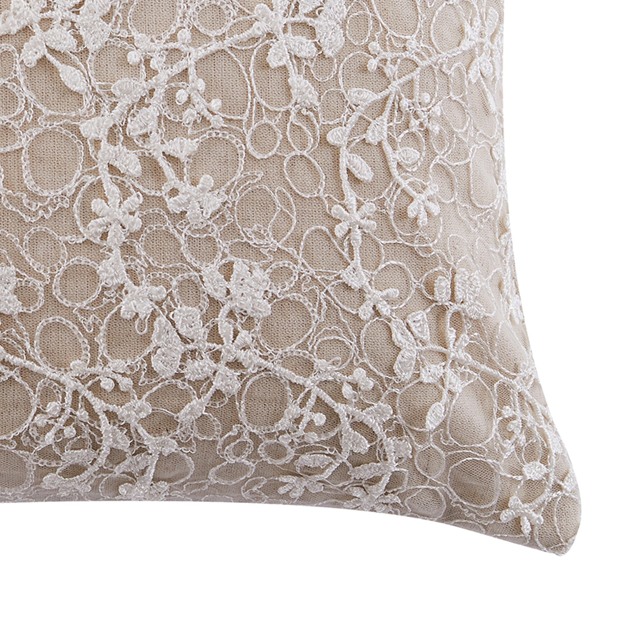 Sanira Taupe Lace Overlay Pillow