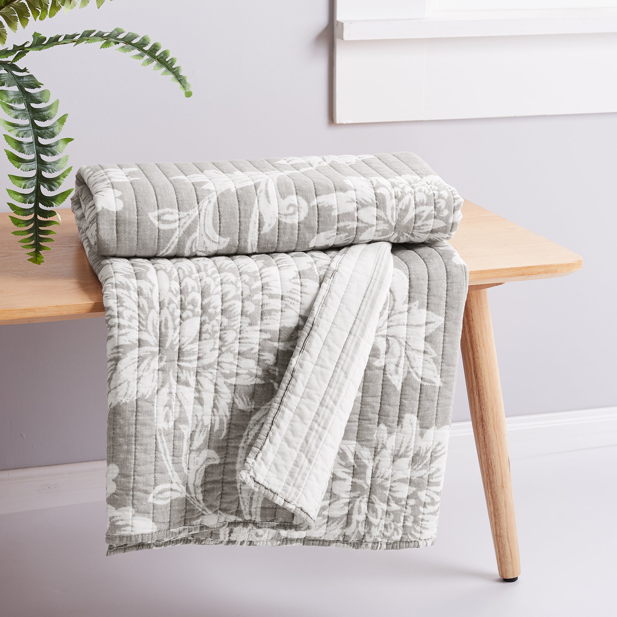 Sanira Taupe Quilted Throw