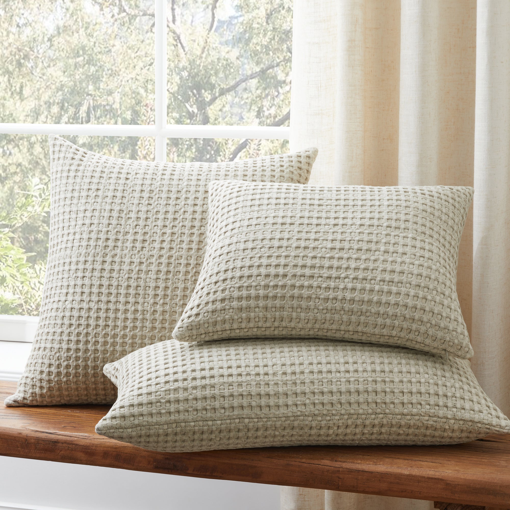 Mills Waffle Taupe Pillow 14x18