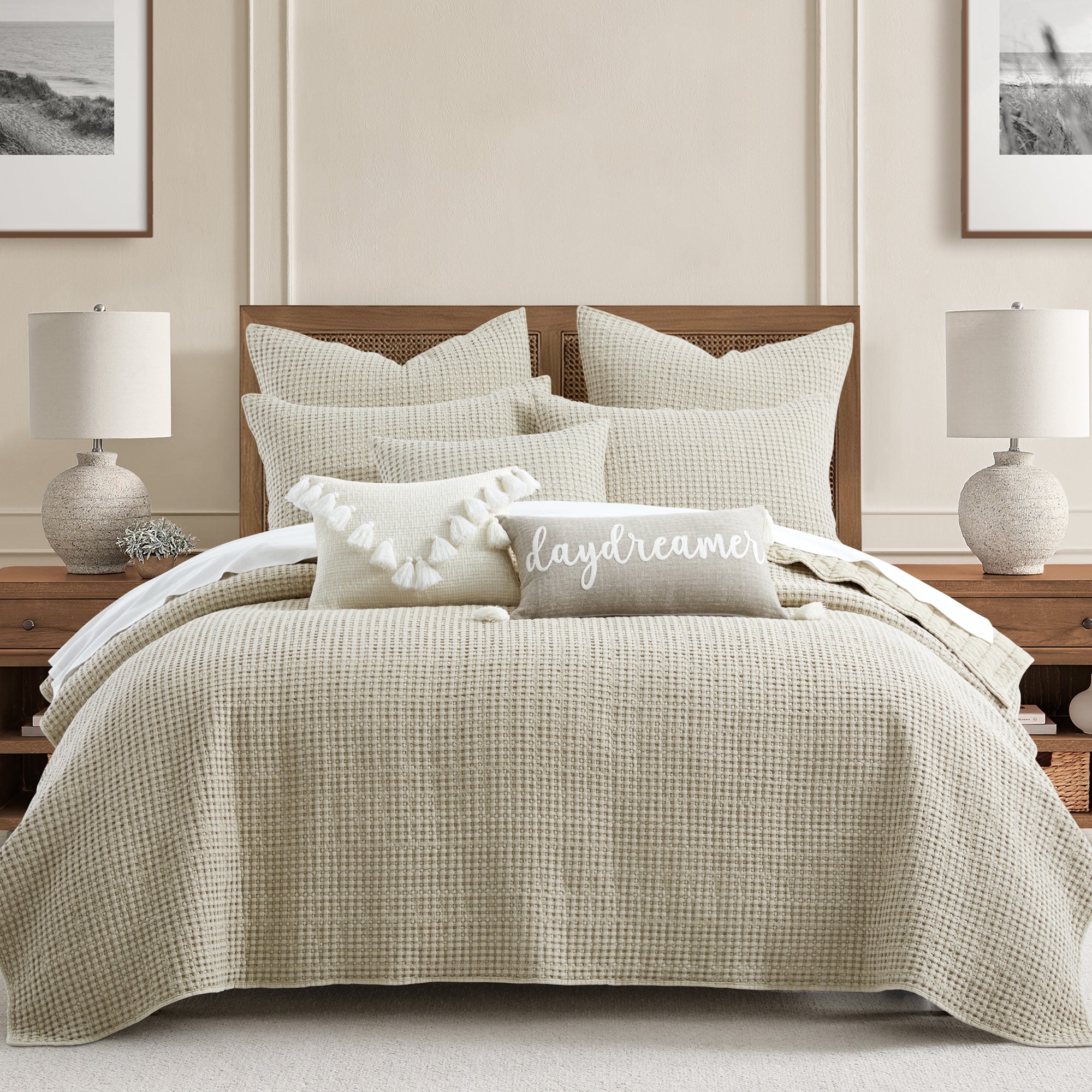 Mills Waffle Taupe Pillow 12x24