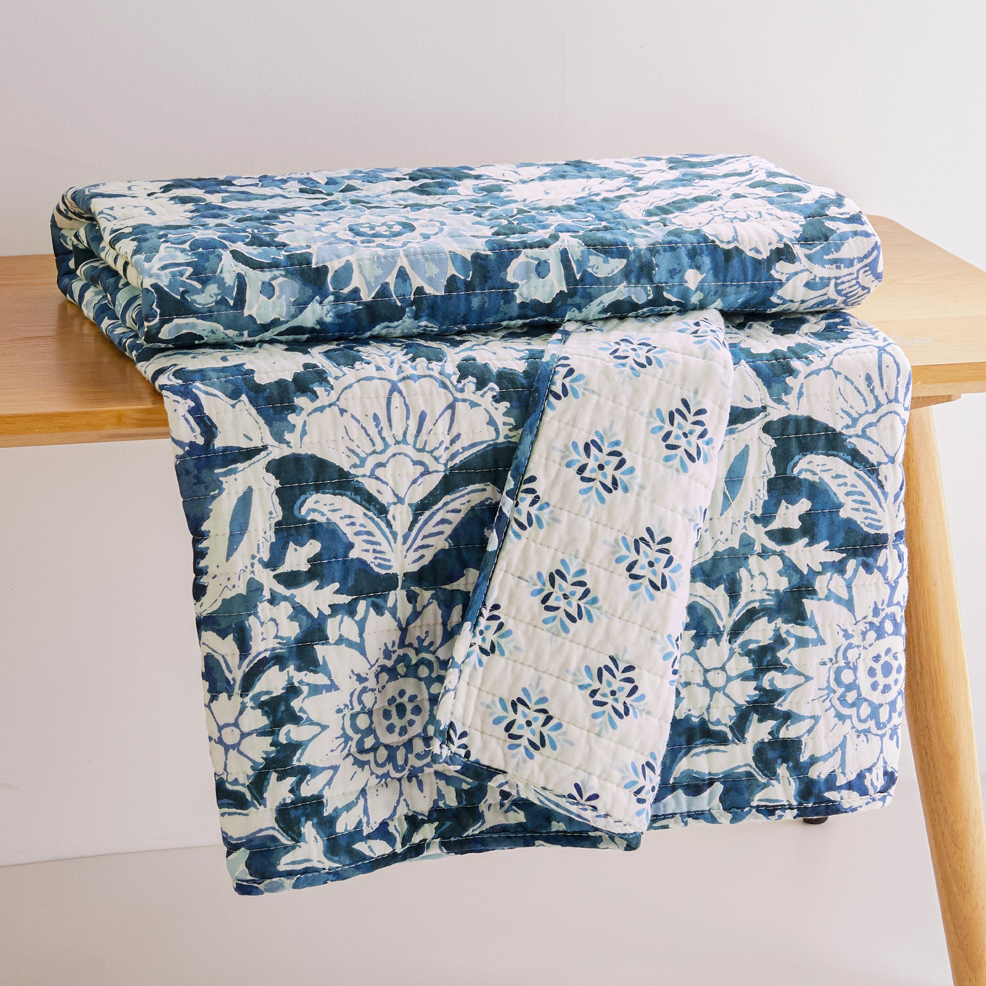 Laure Indigo Quilted Throw