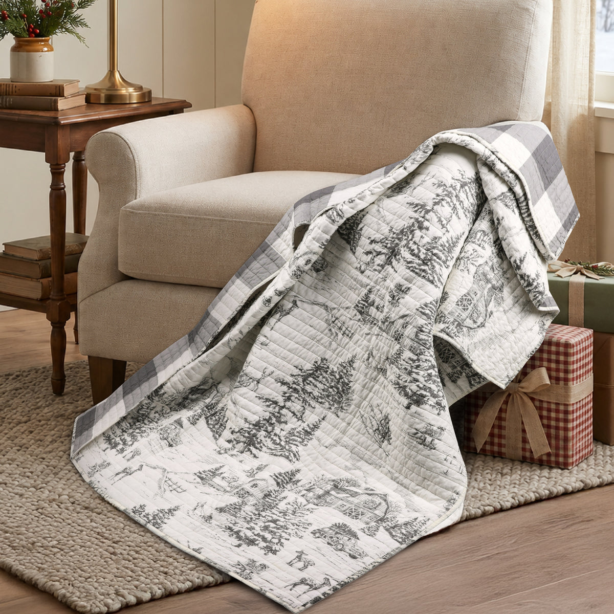 Winter Sleigh Ride Quilted Throw