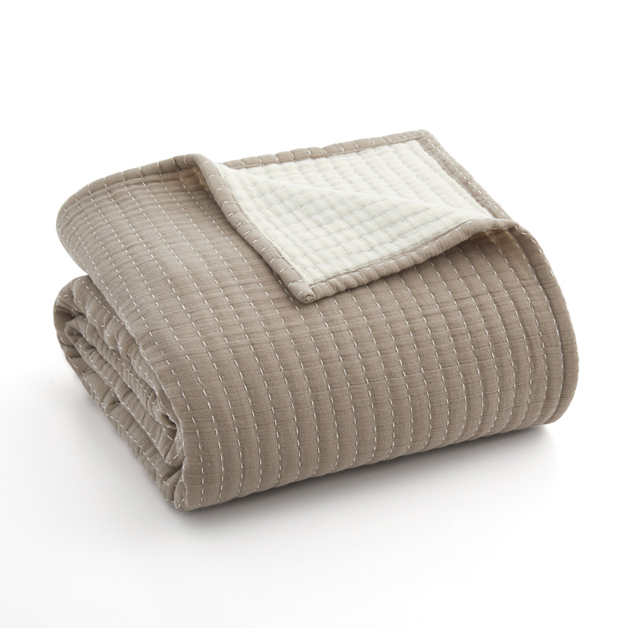 Caden Cotton Muslin Taupe Throw