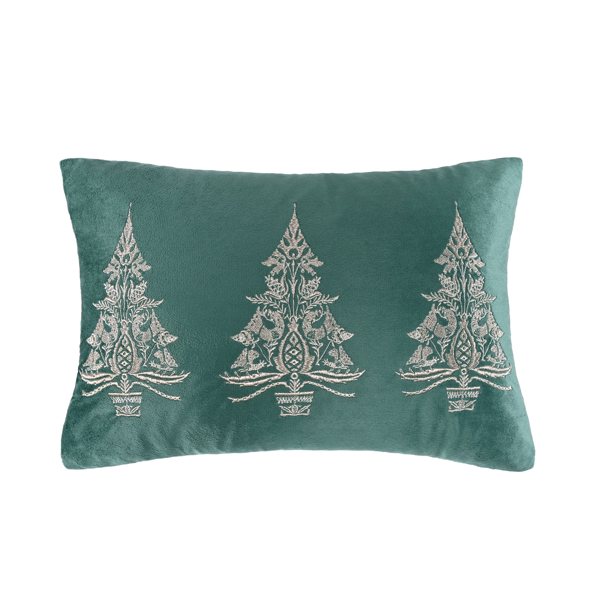 Holly & Thistle Embroidered Metalic Trees Pillow 12x18