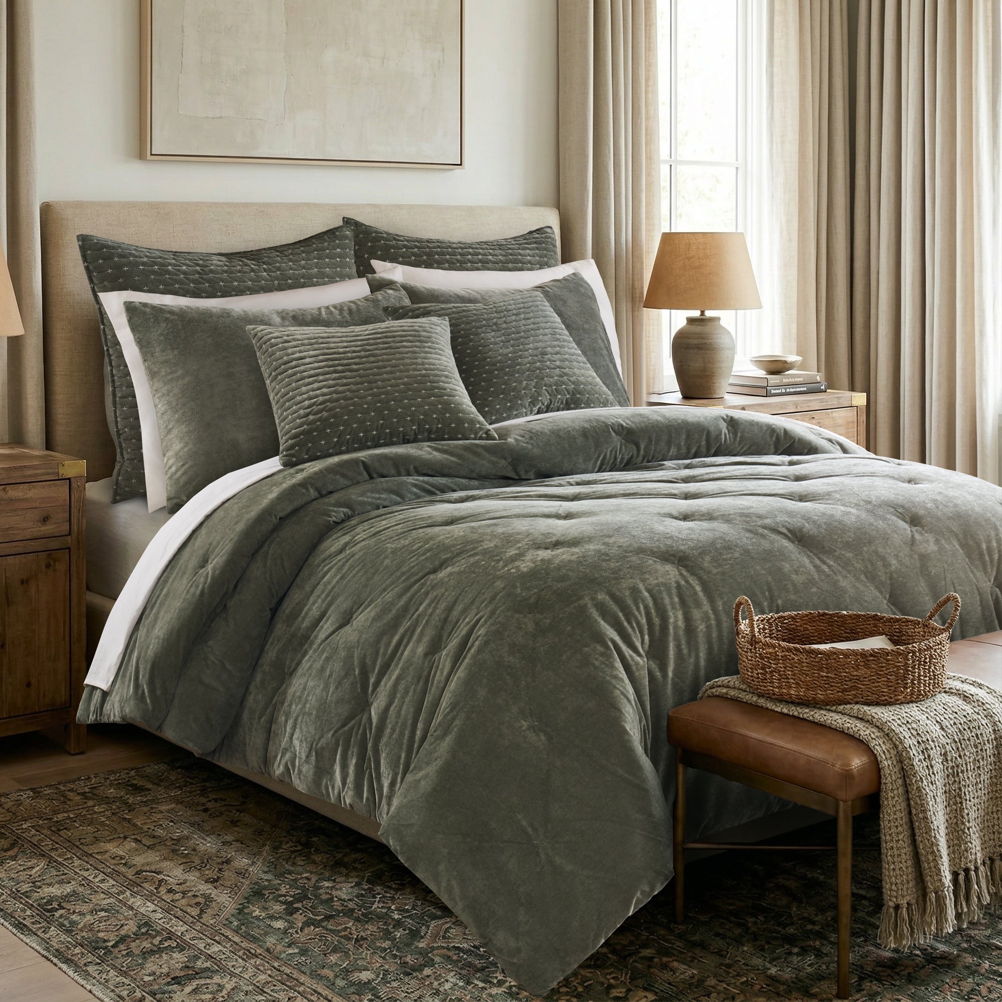 Velvet Stitch Square Pillow