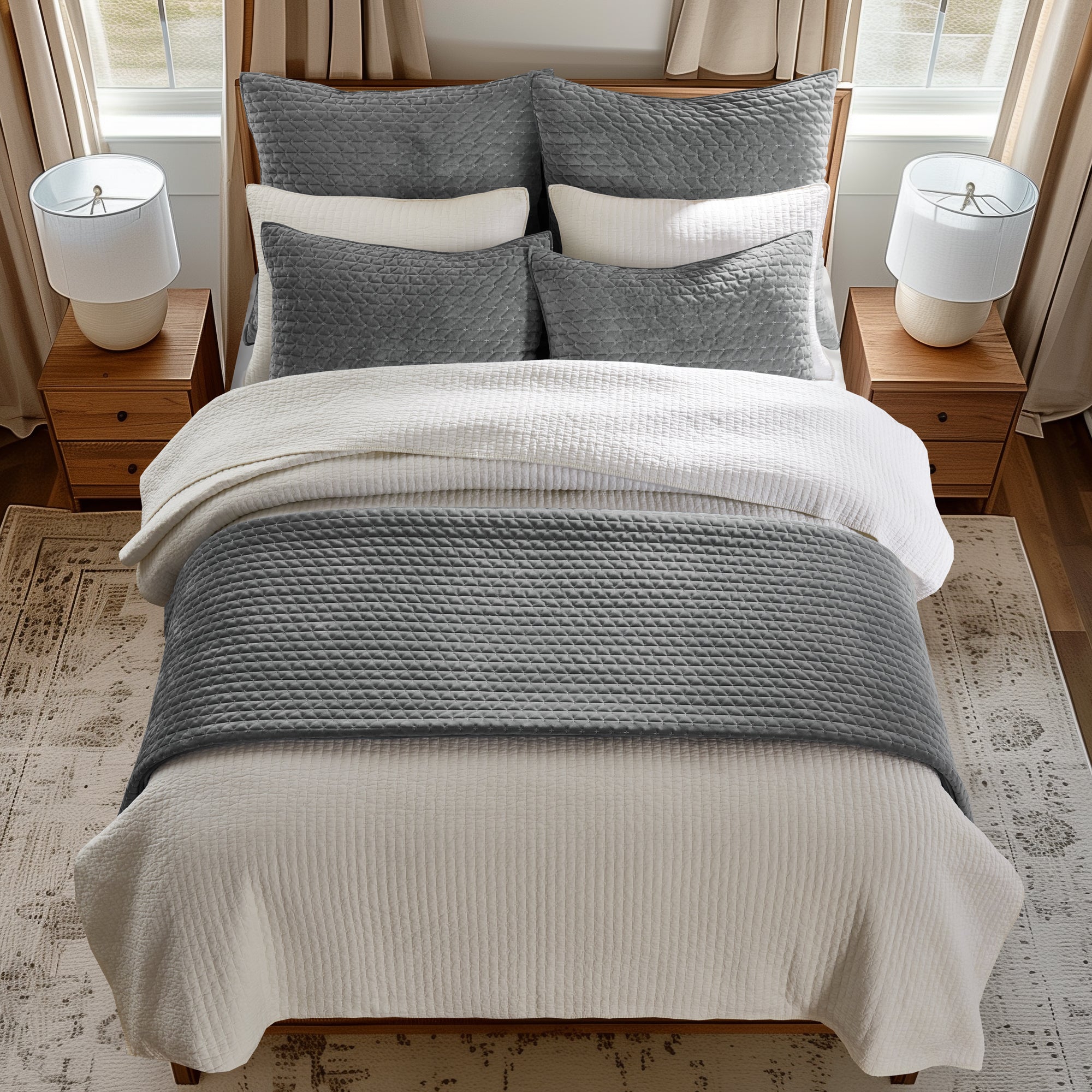 Velvet Stitch Euro Sham - Set of 2