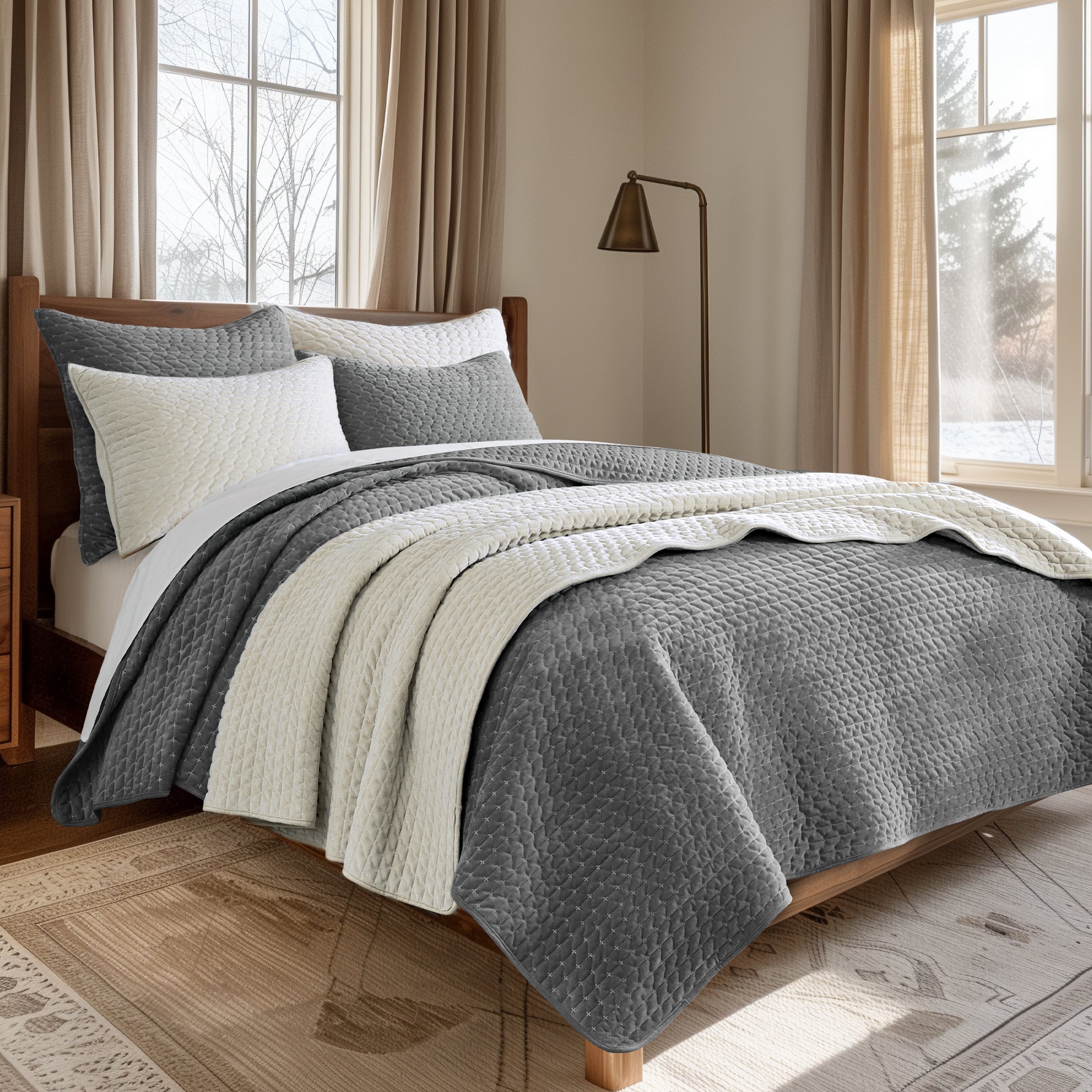 Velvet Stitch Euro Sham - Set of 2