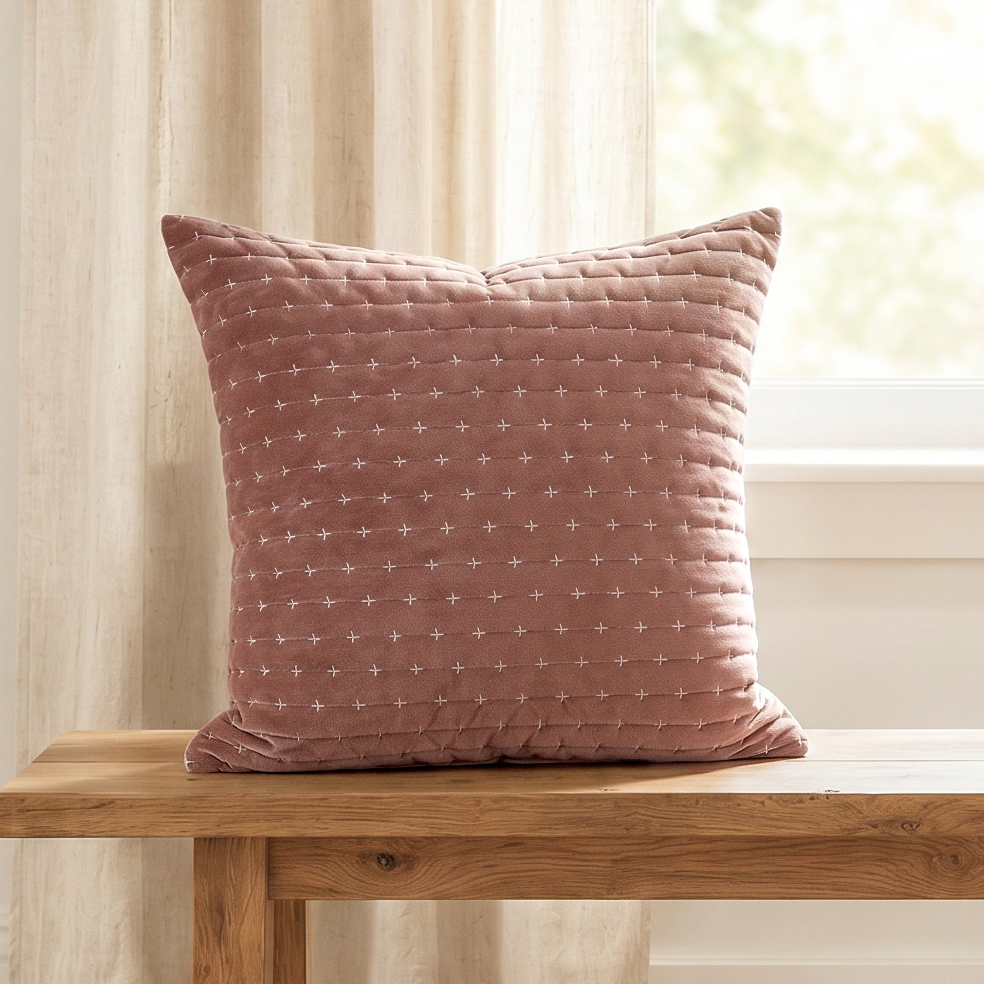 Velvet Stitch Square Pillow