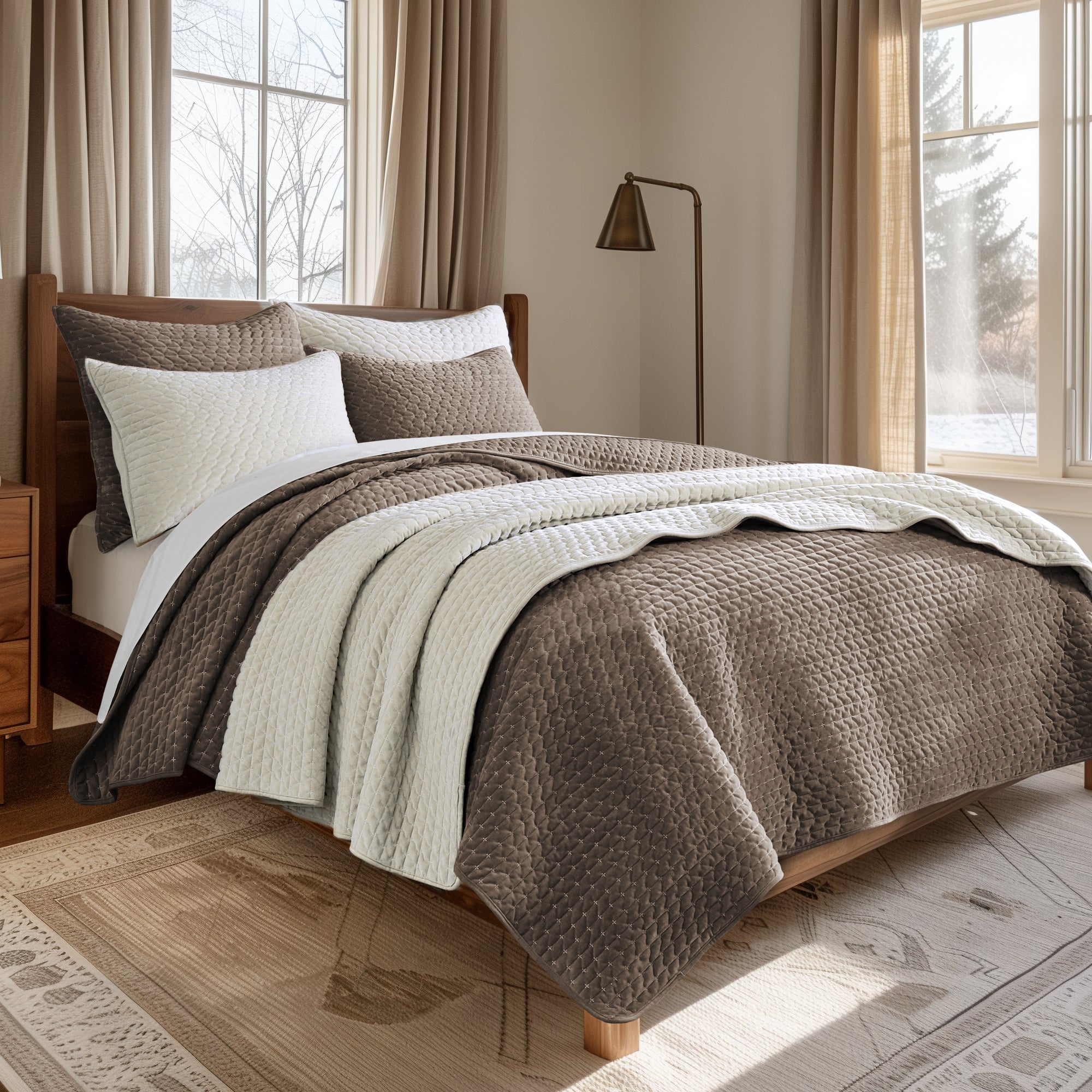 Velvet Stitch Euro Sham - Set of 2