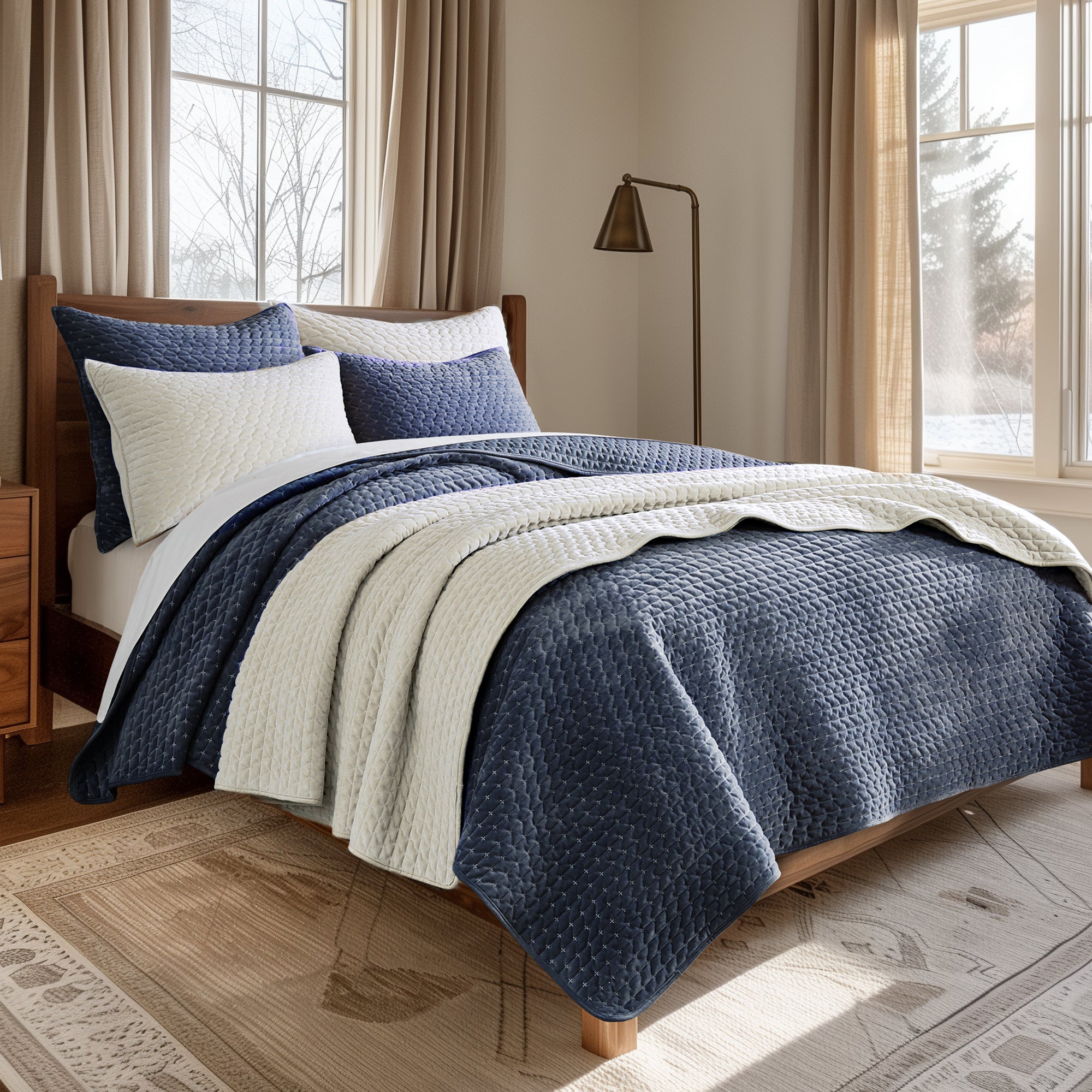 Velvet Stitch Euro Sham - Set of 2