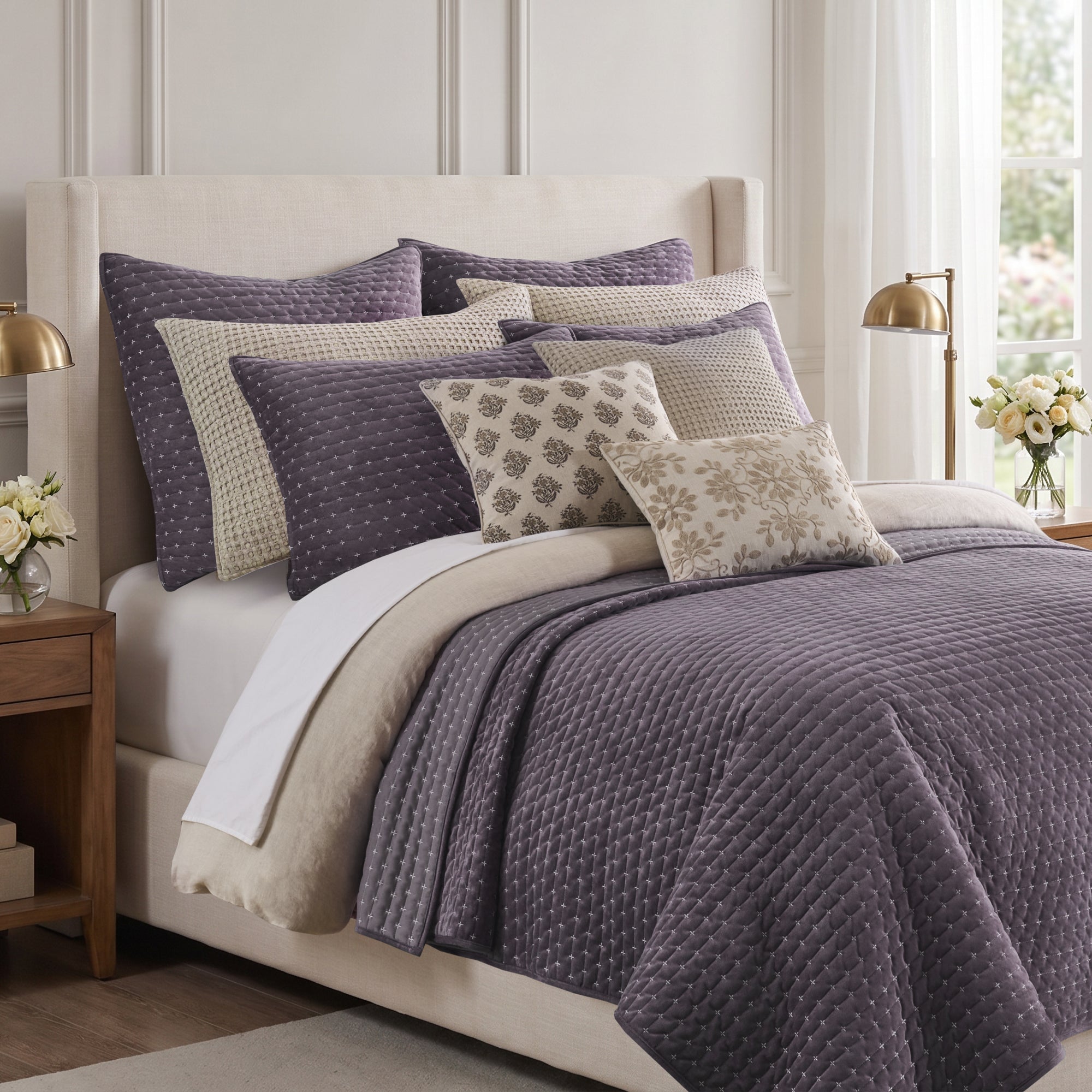 Velvet Stitch Euro Sham - Set of 2