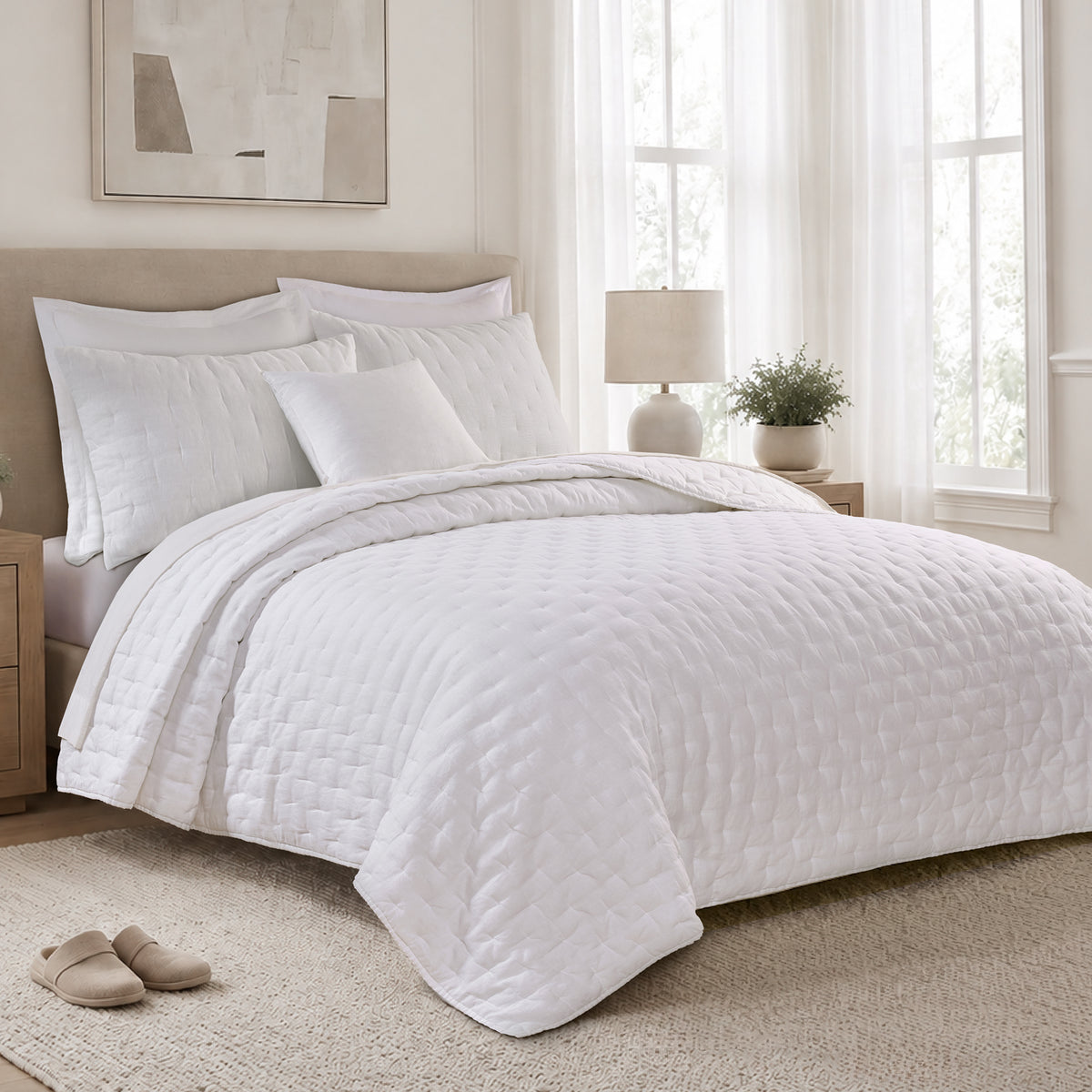 French Flax Signature Linen Quilted Sham