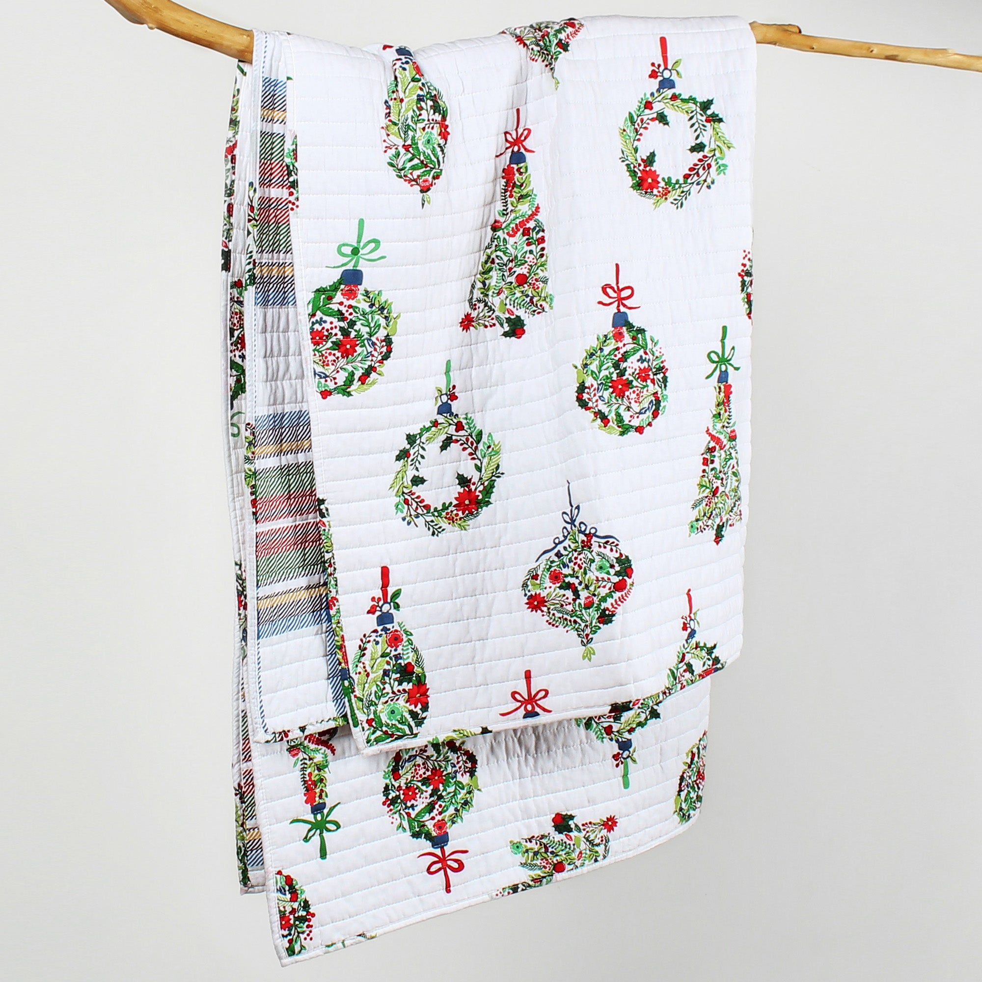 Festive Baubles Quilted Throw