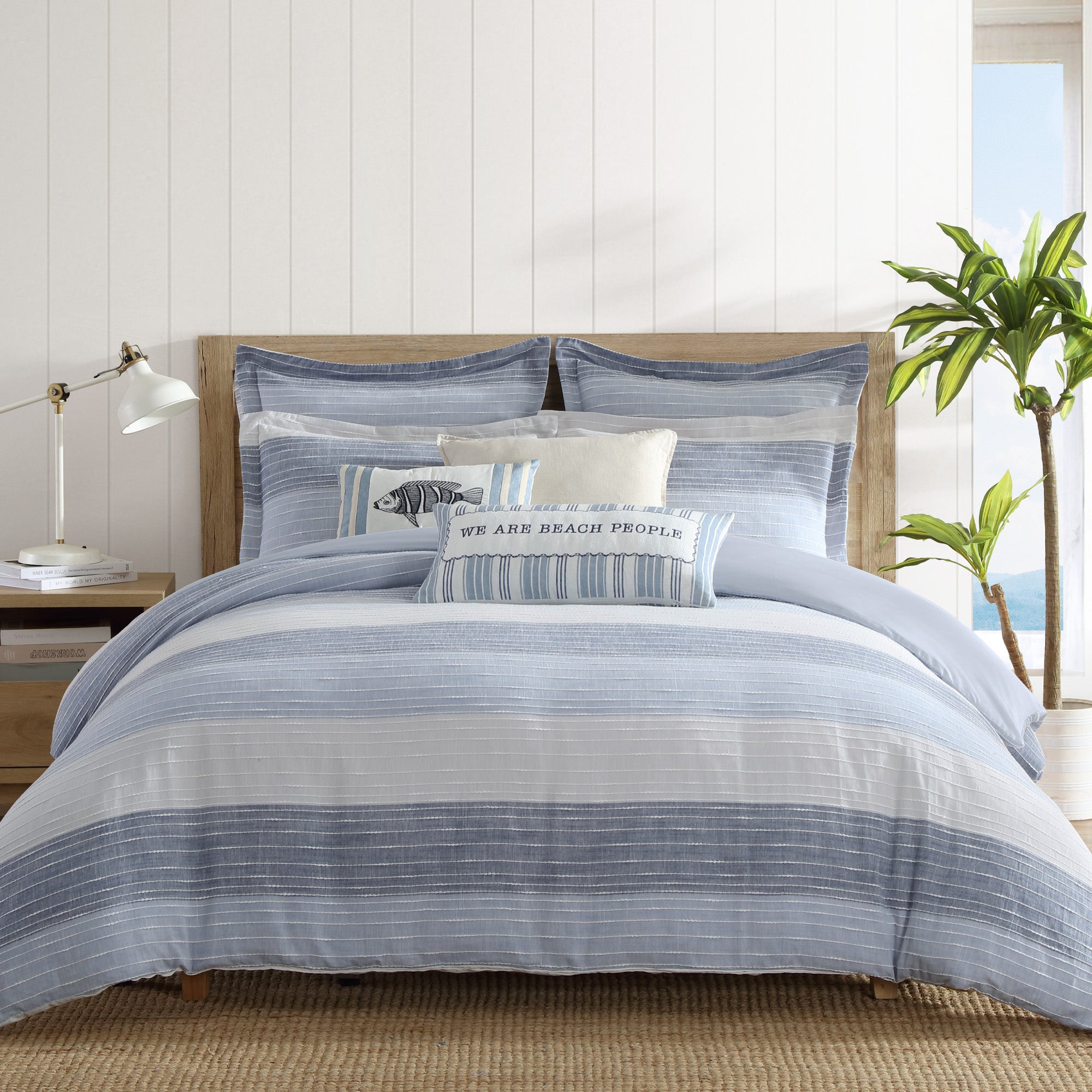 Sand Stripes Blue Euro Sham set of 2