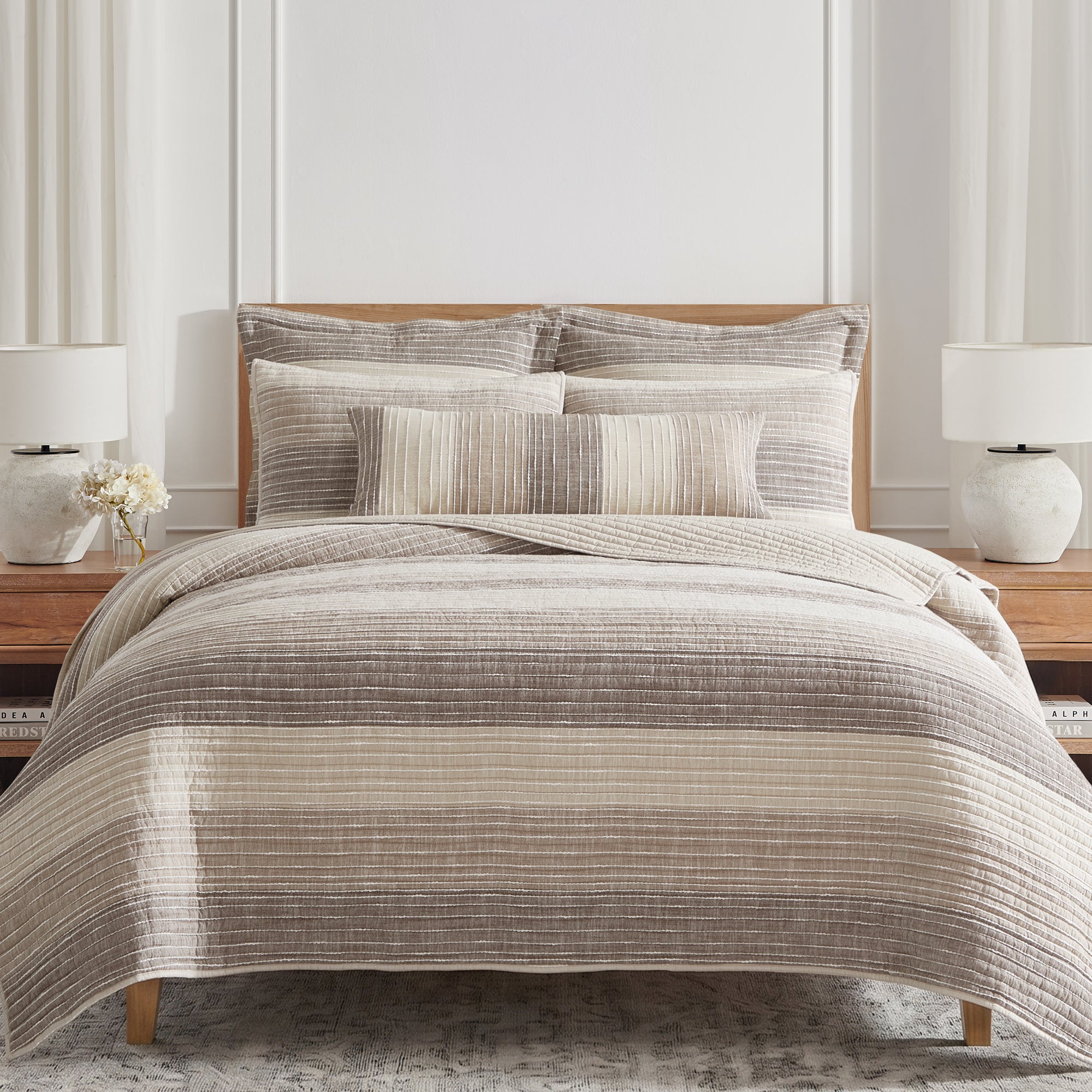 Sand Stripes Blue Quilt