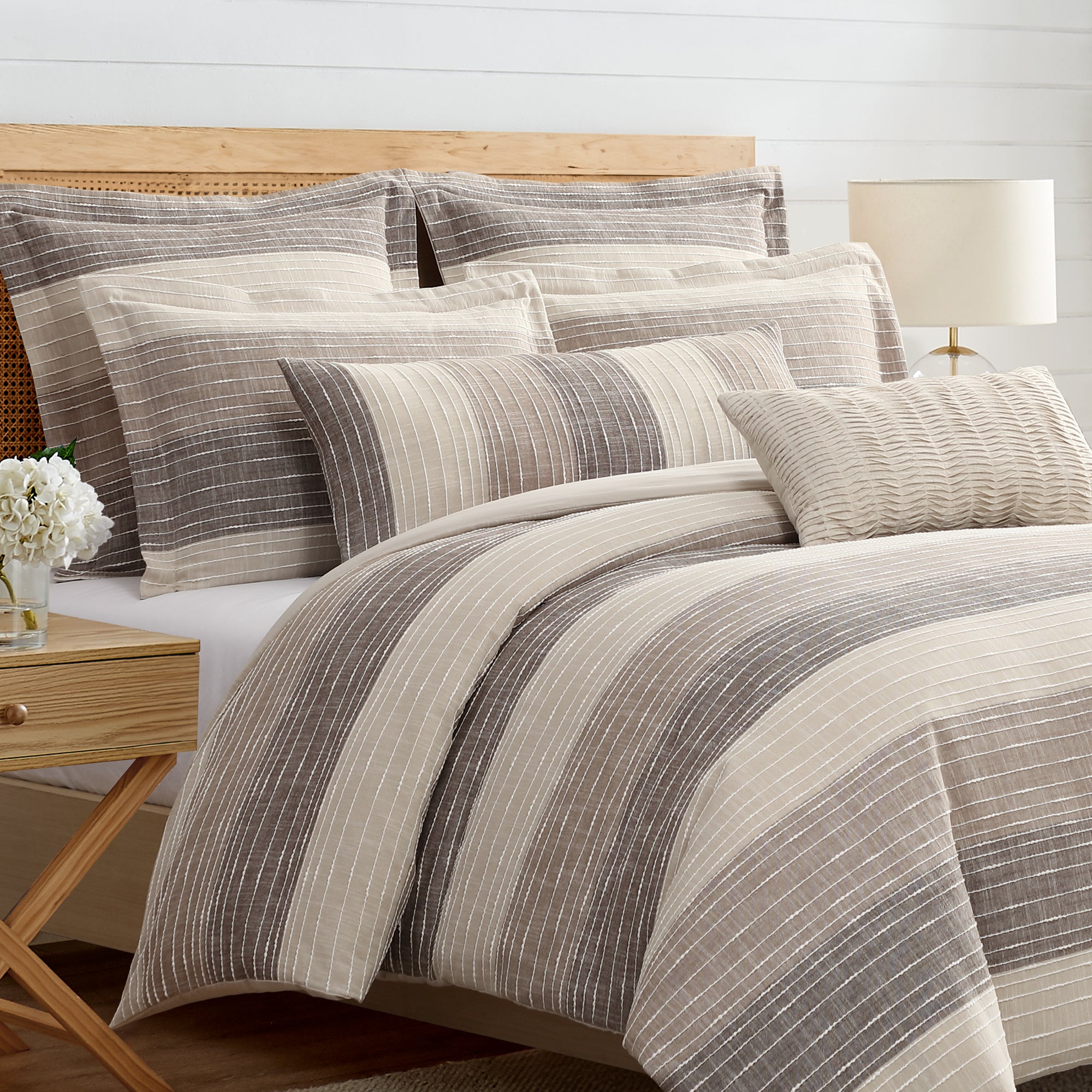 Sand Stripes Chocolate Lumbar Pillow Cover