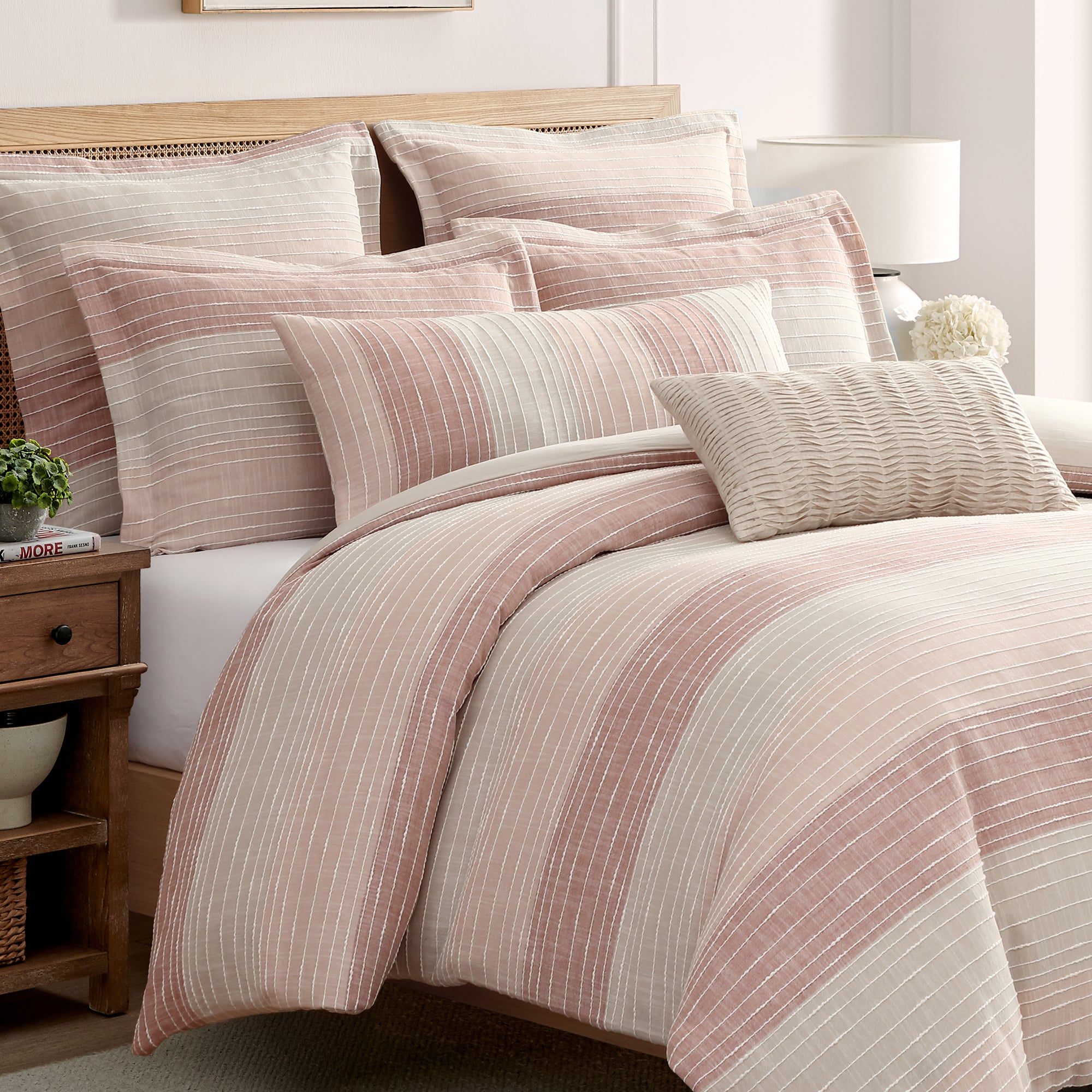 Sand Stripes Blush Lumbar Pillow Cover