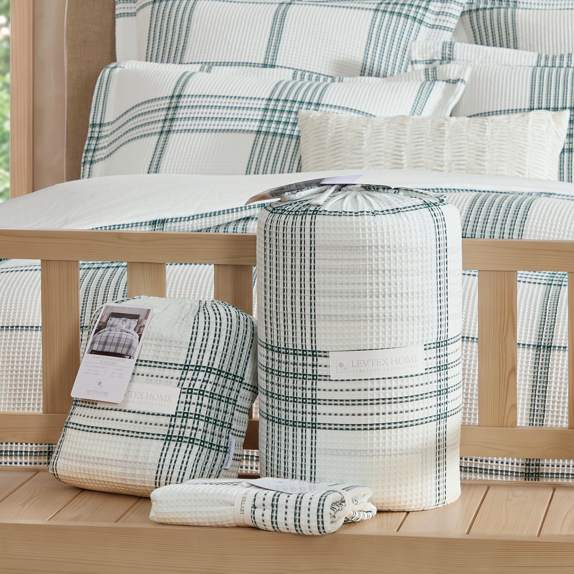 Waffle Plaid Duvet Cover Set