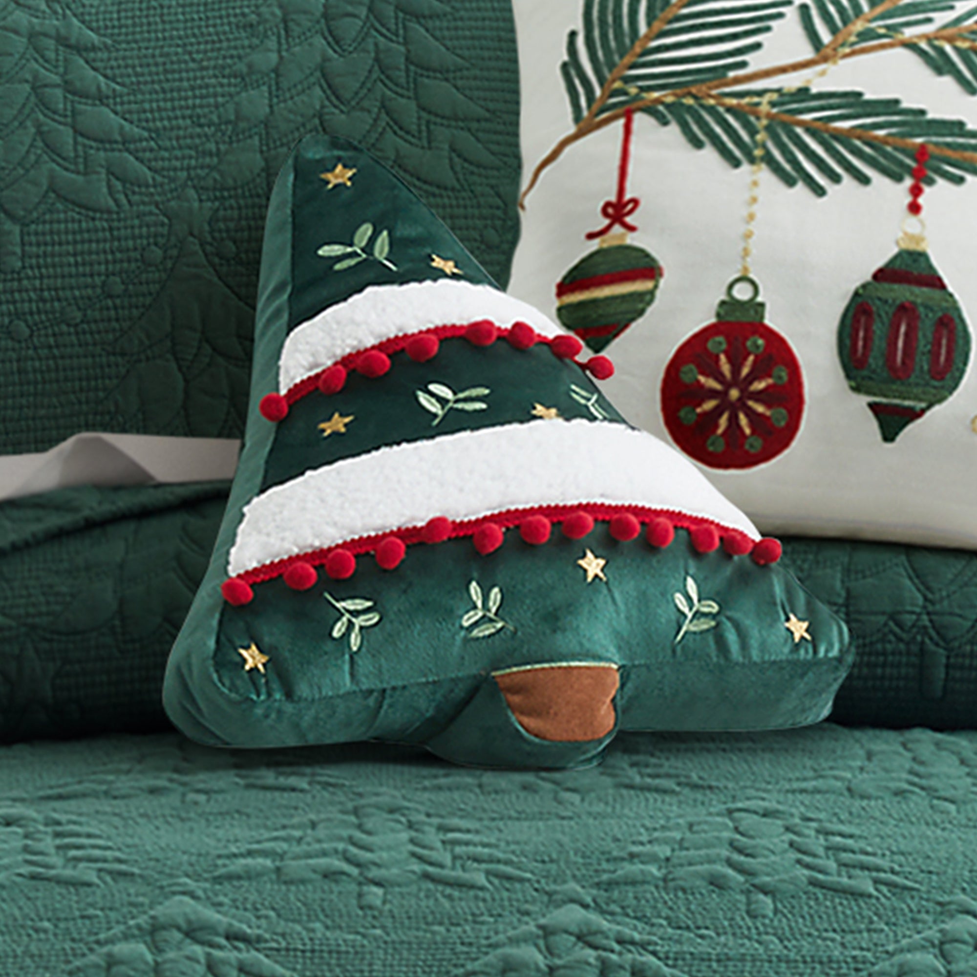 O Christmas Tree Shaped Christmas Tree Pillow