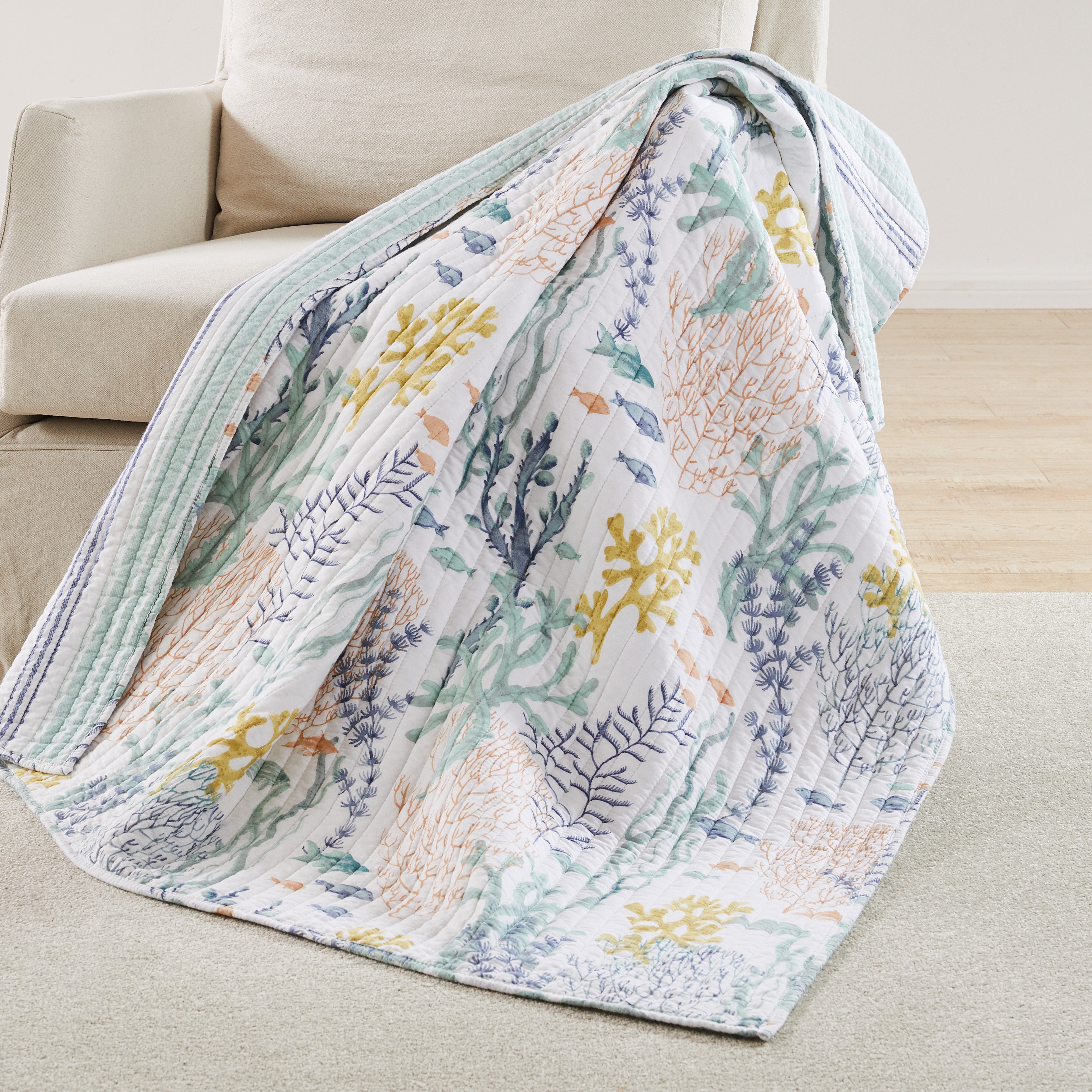 Ocean Meadow Quilted Throw