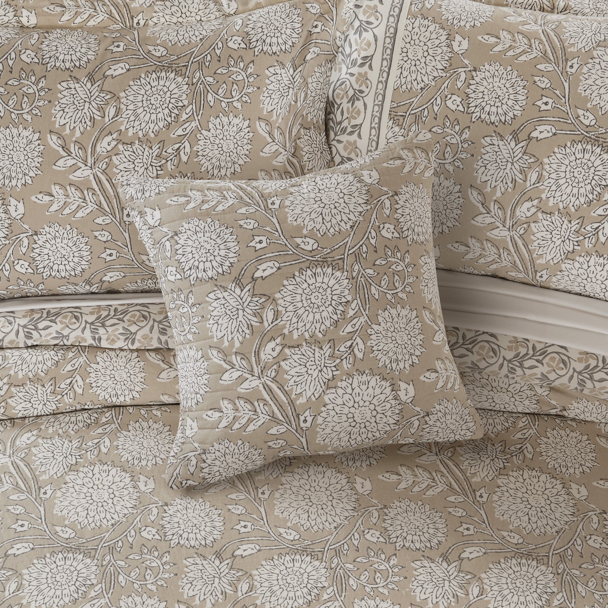 Adare Taupe Quilted Square Pillow