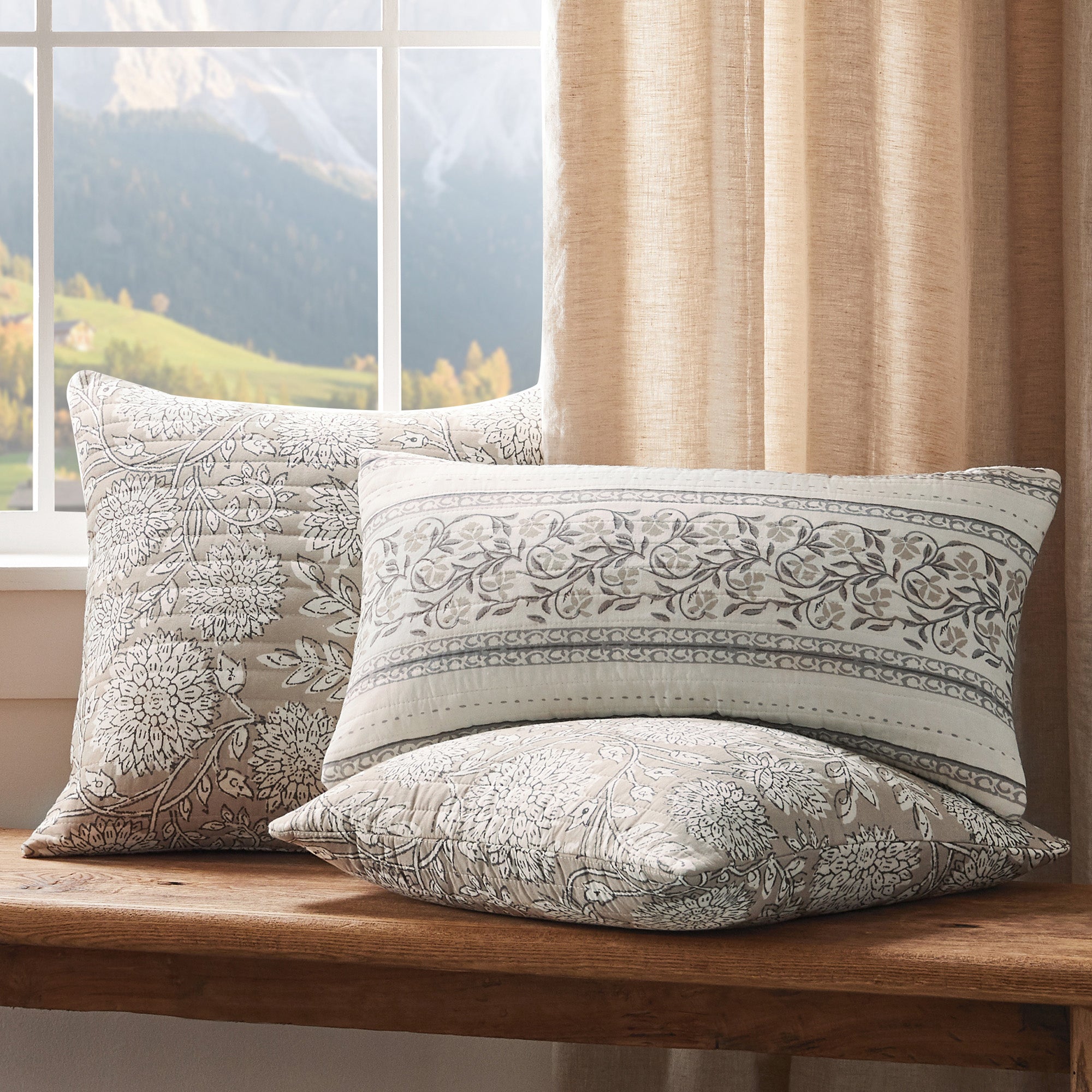 Adare Taupe Quilted Square Pillow